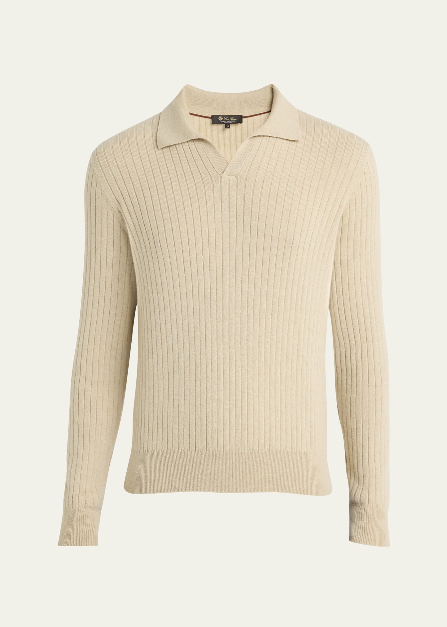 Men's Lexington Baby Cashmere Ribbed Polo Sweater - 1