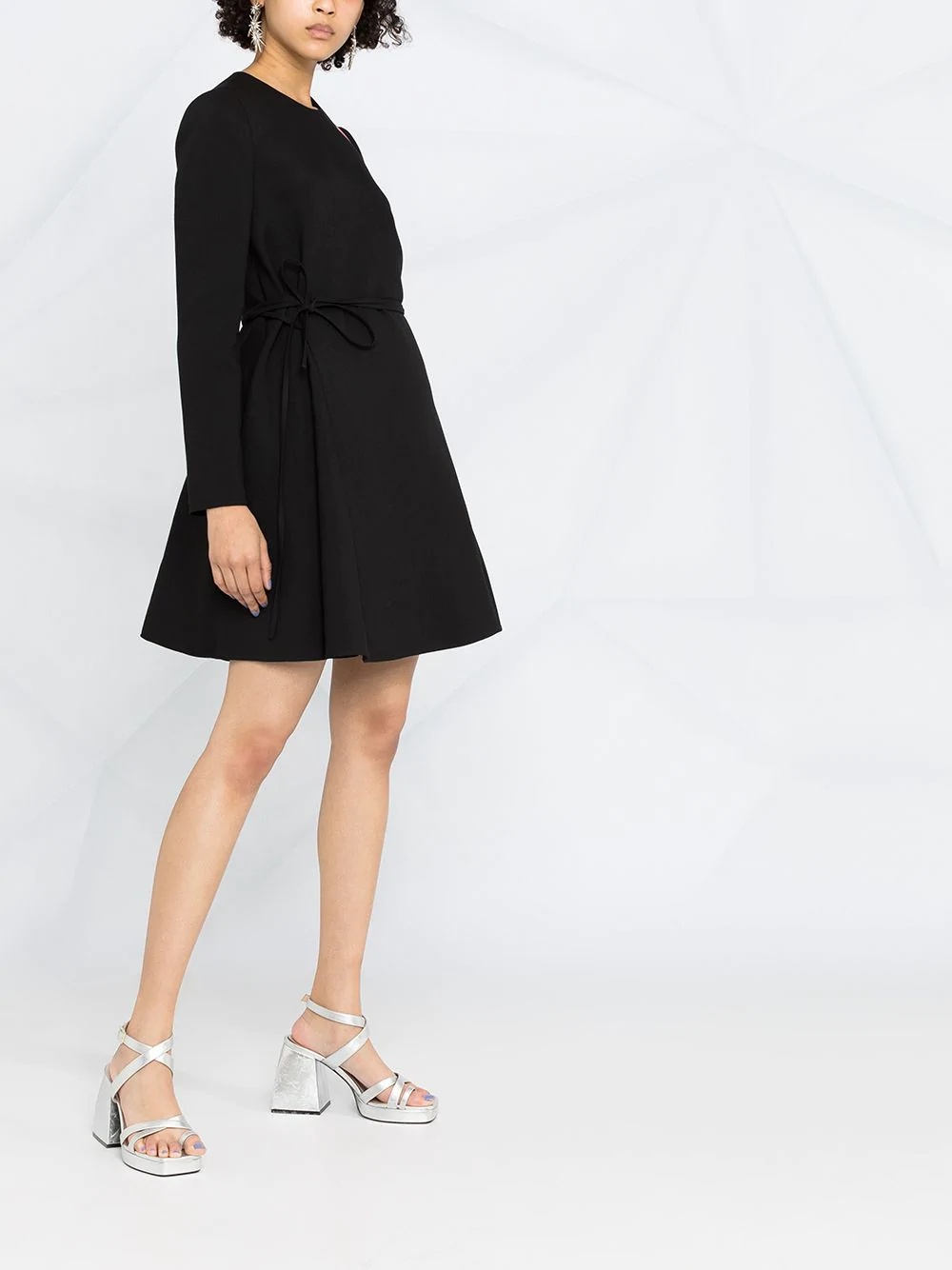 belted long-sleeve dress - 6