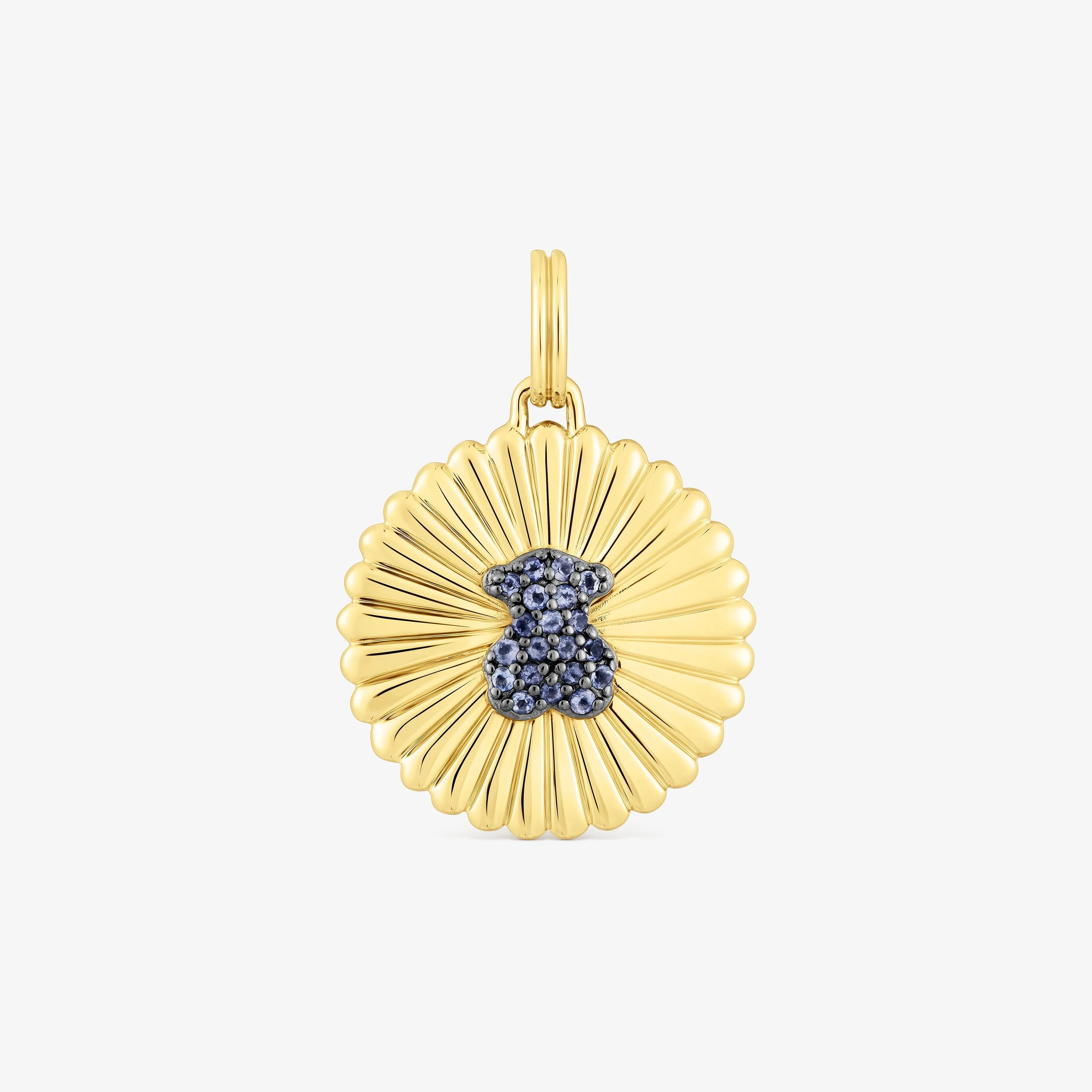 Silver vermeil Medallion with bear and iolite Iris Motif - 1