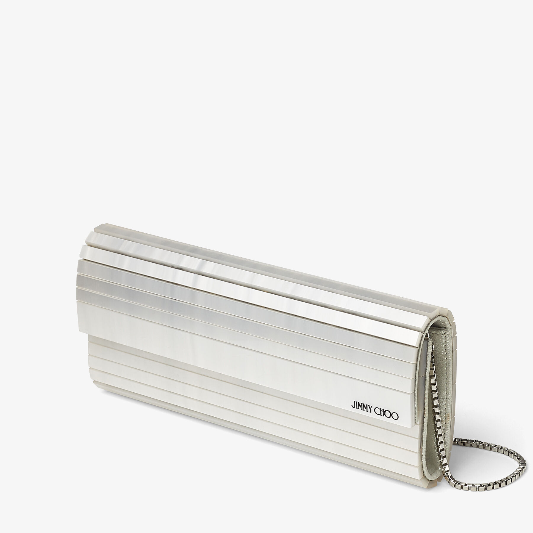 Sweetie
Ivory Mother of Pearl Clutch Bag with Silver Chain Strap - 2