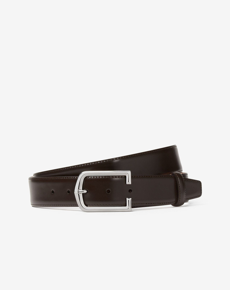 Dark brown brushed leather belt 1