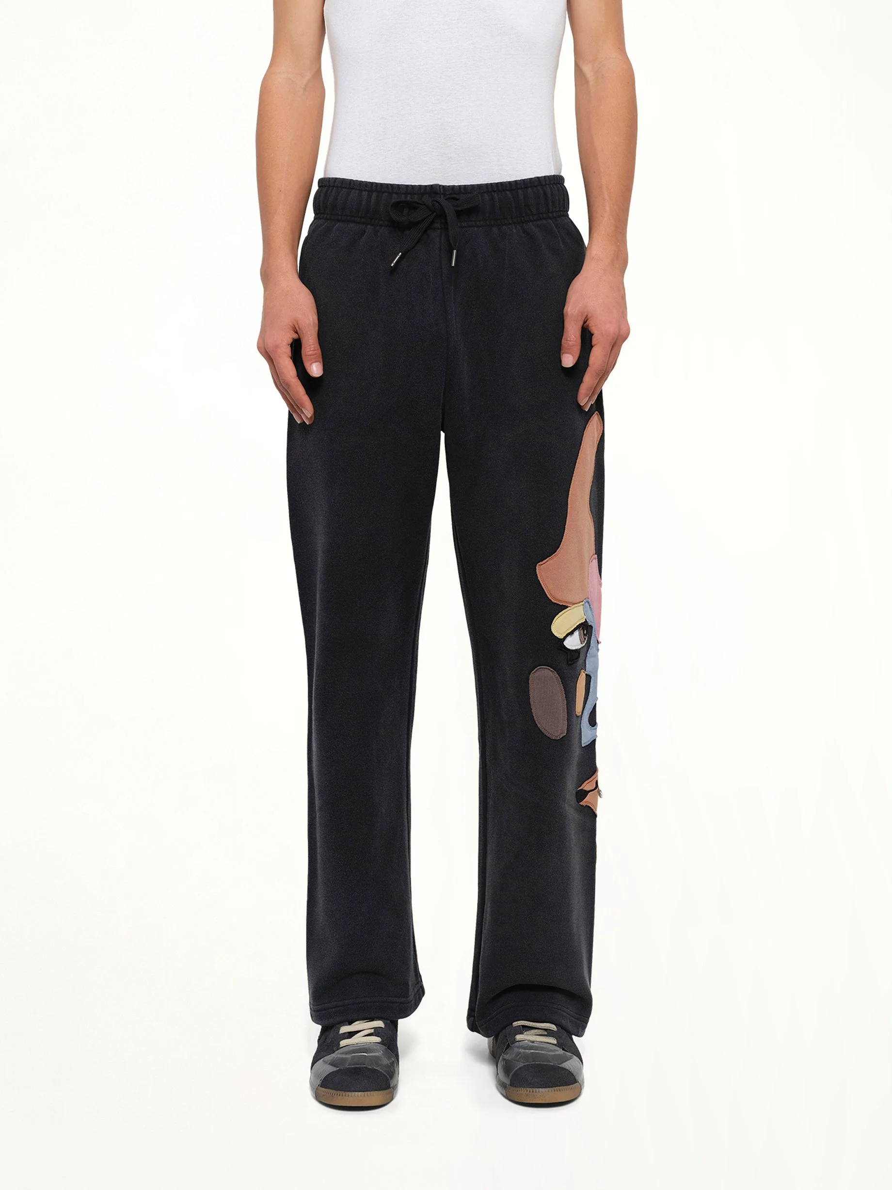 Side Eye Face Sweatpants in Black - 1