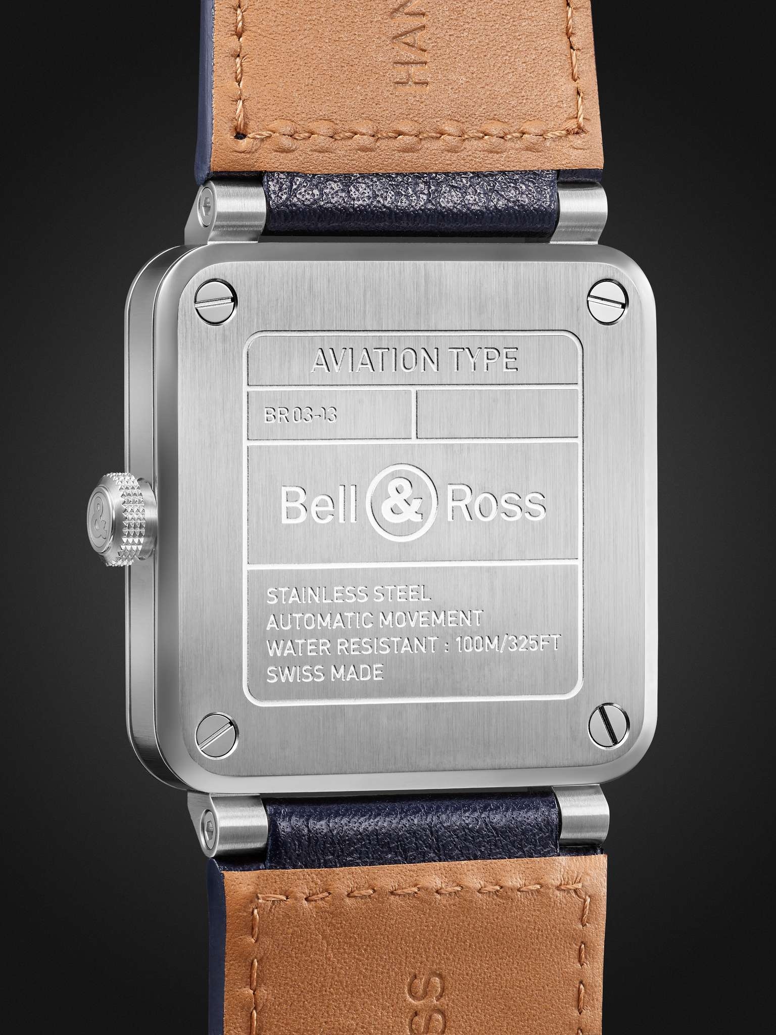 BR 03 Automatic 41mm Stainless Steel and Leather Watch, Ref. No. BR03A-BLU-ST/SCA - 4