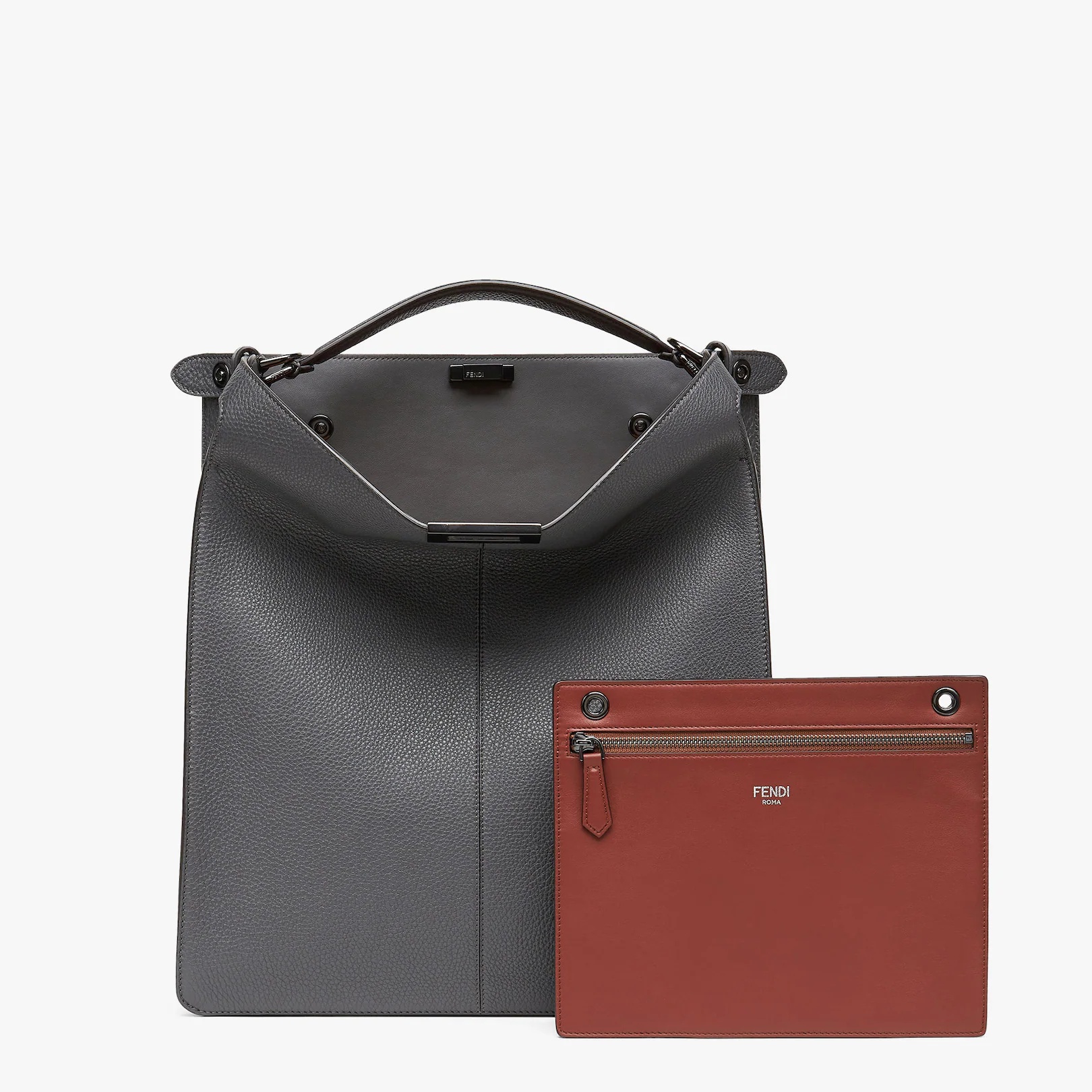 Gray leather bag - 3