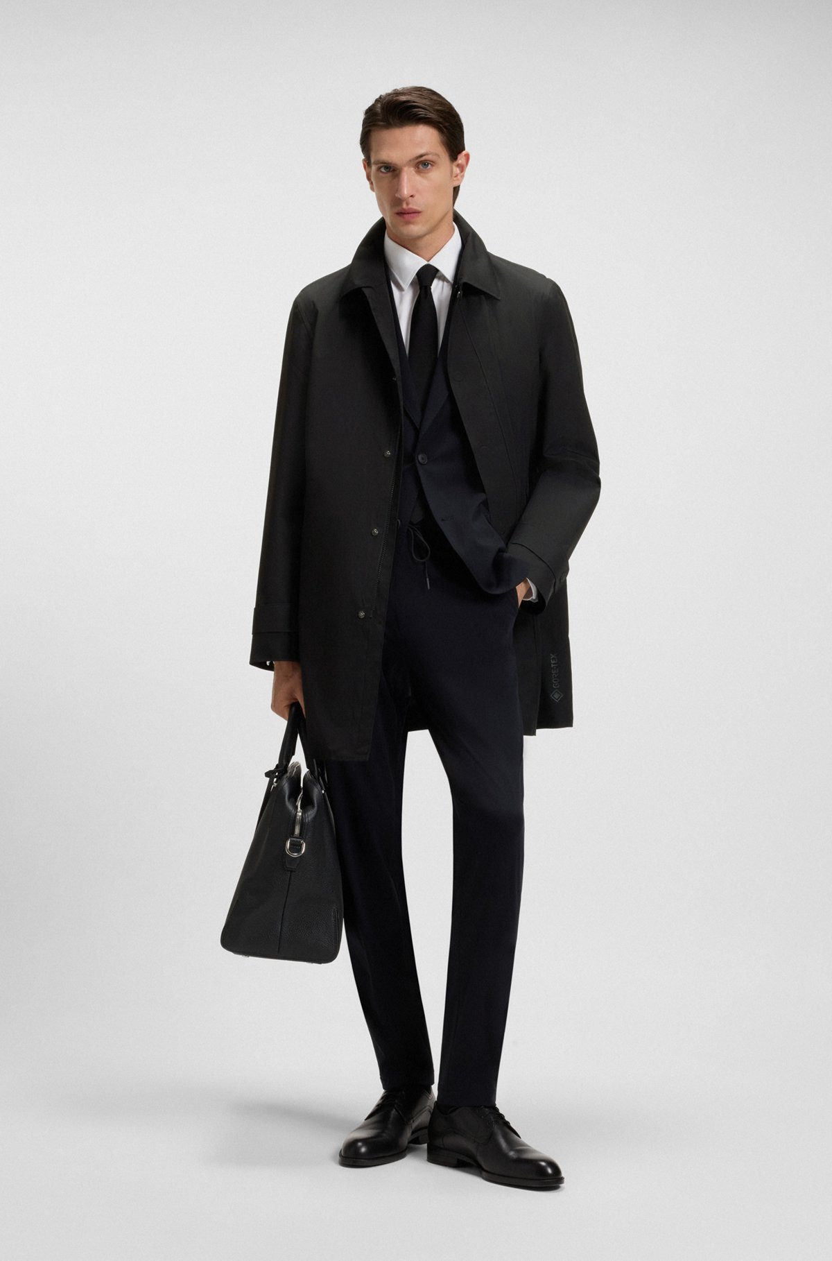 WATER-REPELLENT TAILORED COAT WITH CONCEALED ZIPPER - 4