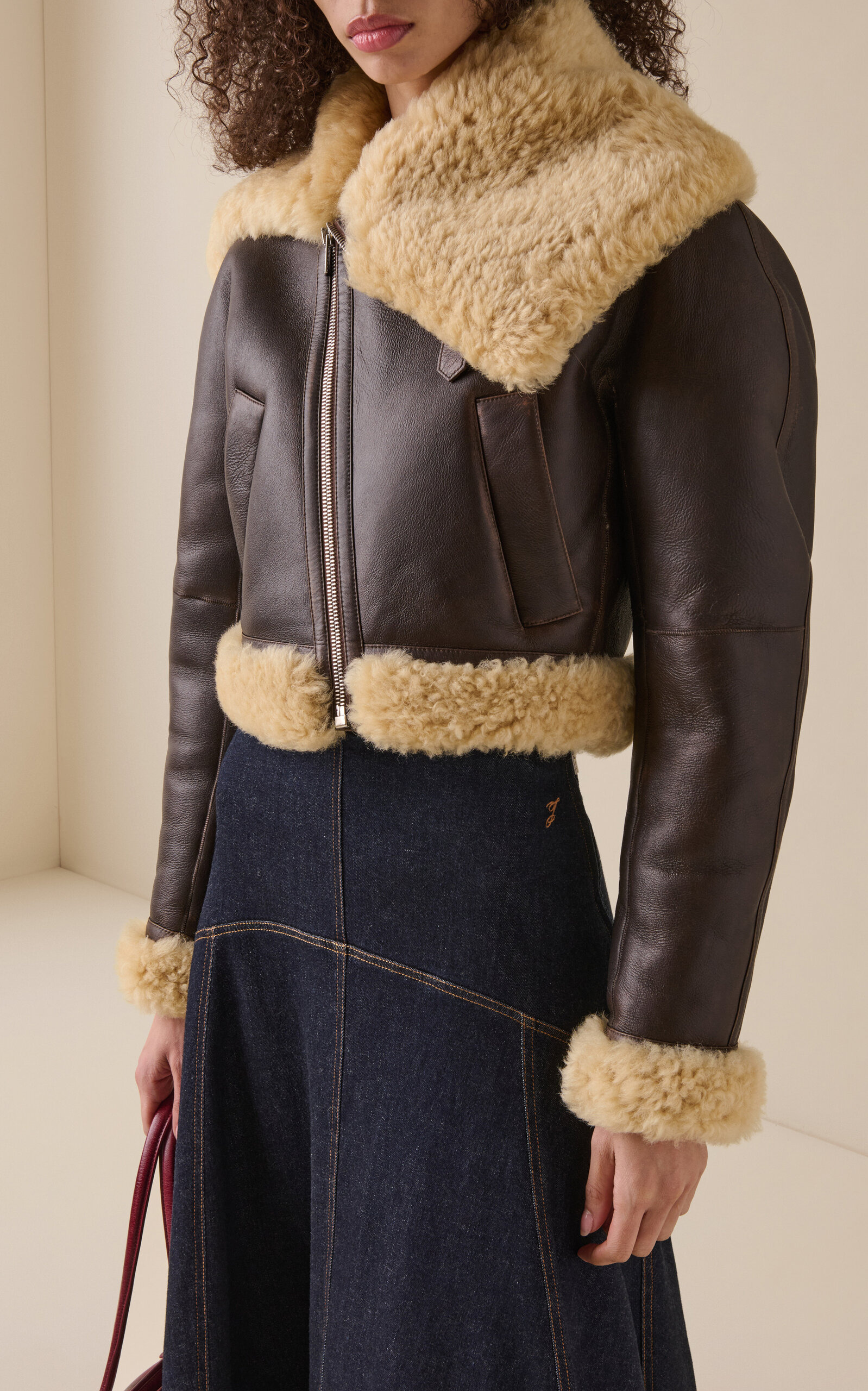 Aviator Shearling Jacket brown - 2