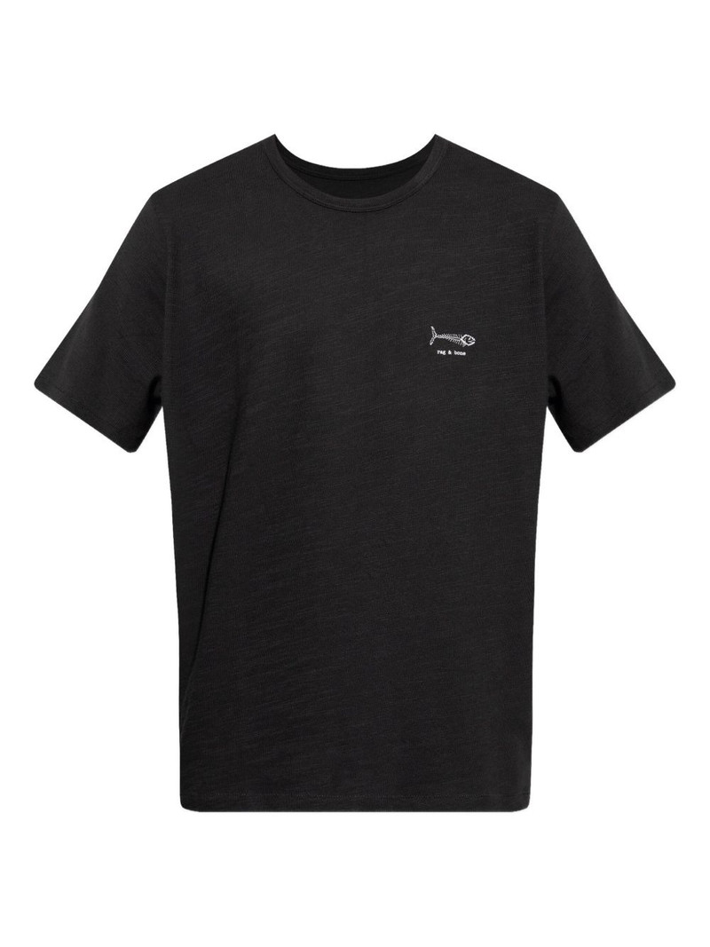 fish-embroidered cotton T-shirt 1