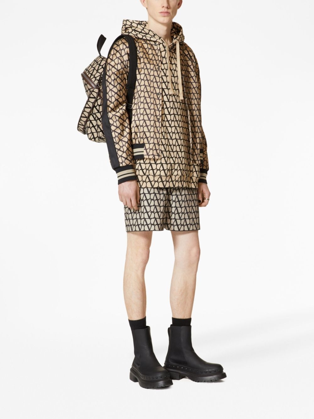 monogram-pattern satin jacket - 2