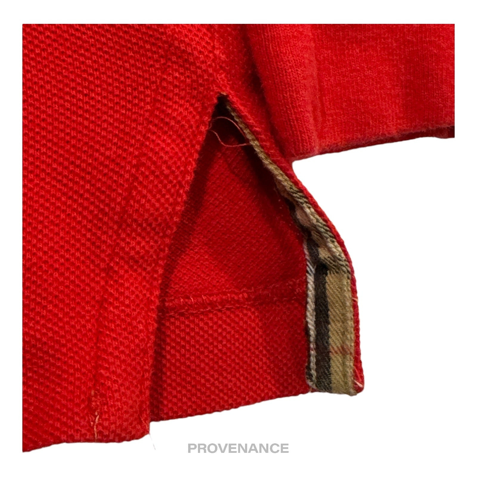 Burberry Sports Long Sleeve Polo Shirt - Red Nova Check M - 8