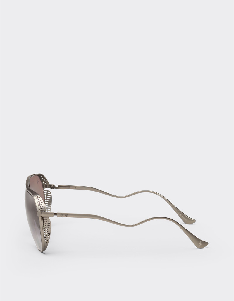 Ferrari sunglasses in matt gunmetal grey titanium with polarised grey gradient lenses 4
