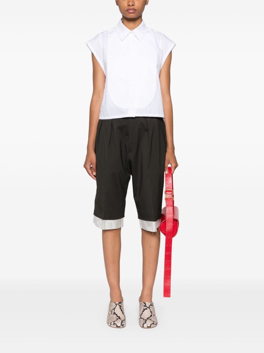 panel-detail sleeveless shirt - 2