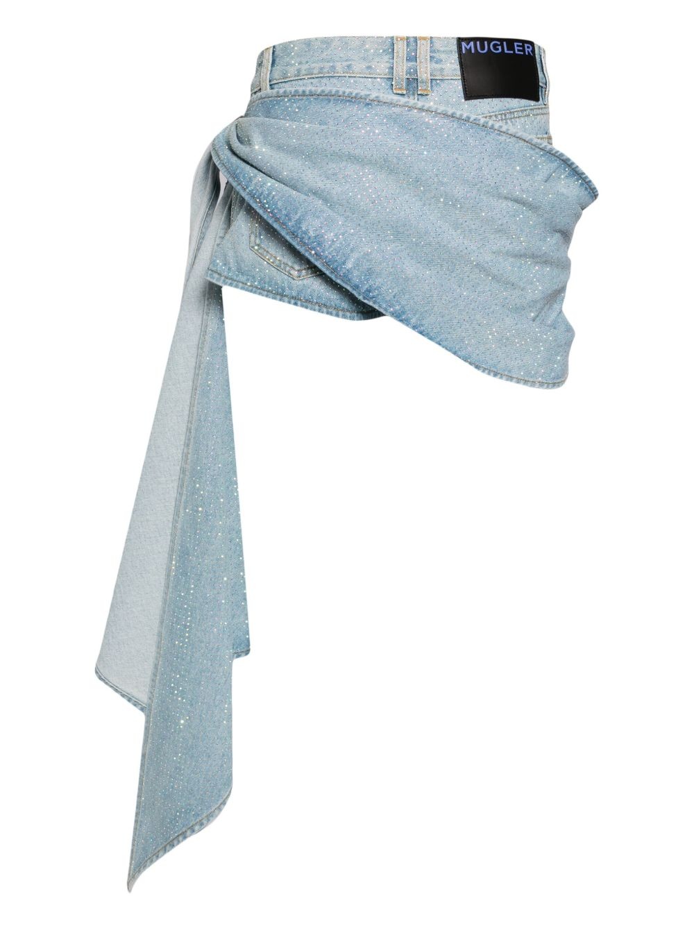 draped-detail denim shorts - 2