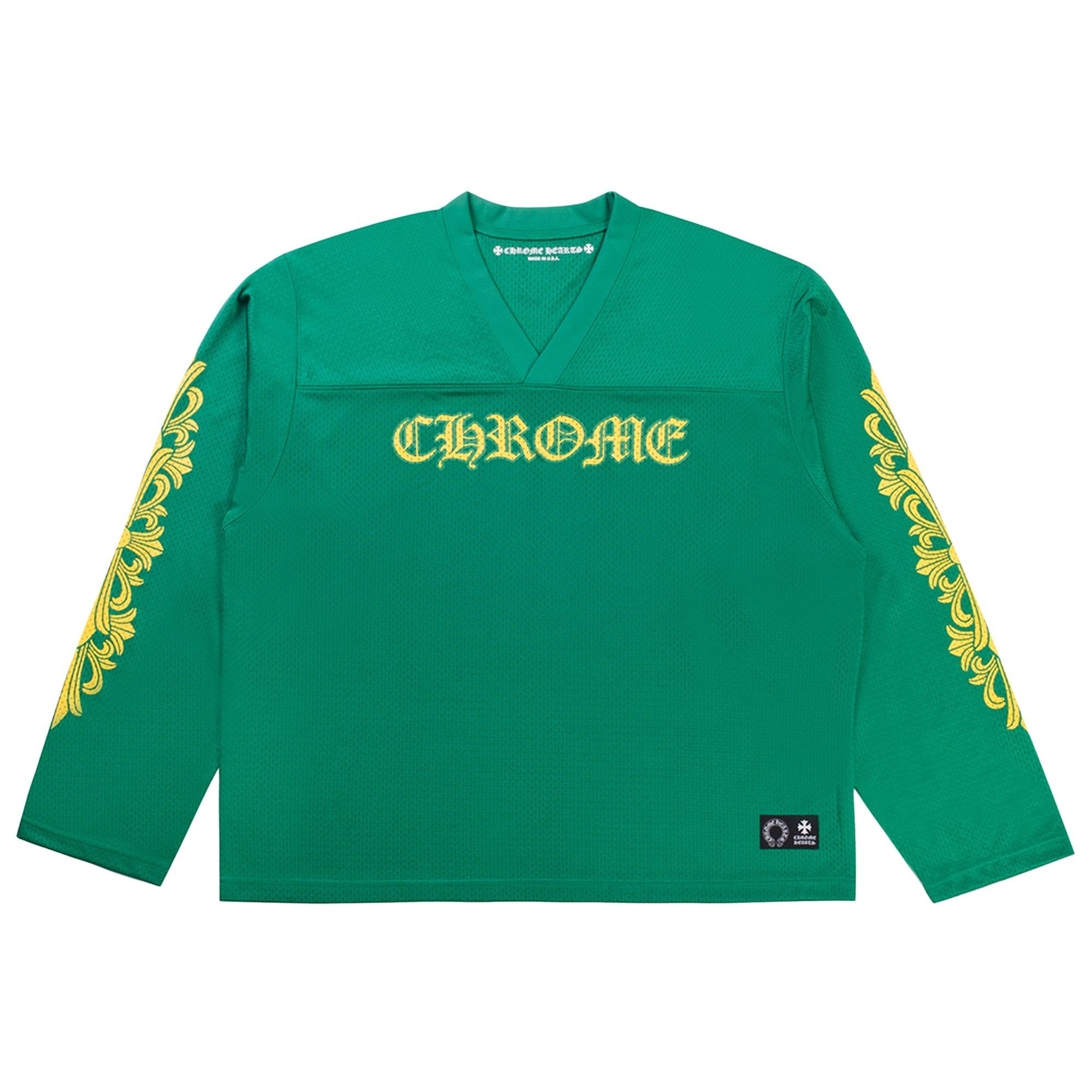 Chrome Hearts Floral Jersey Long-Sleeve Tee 'Green/Gold' - 1