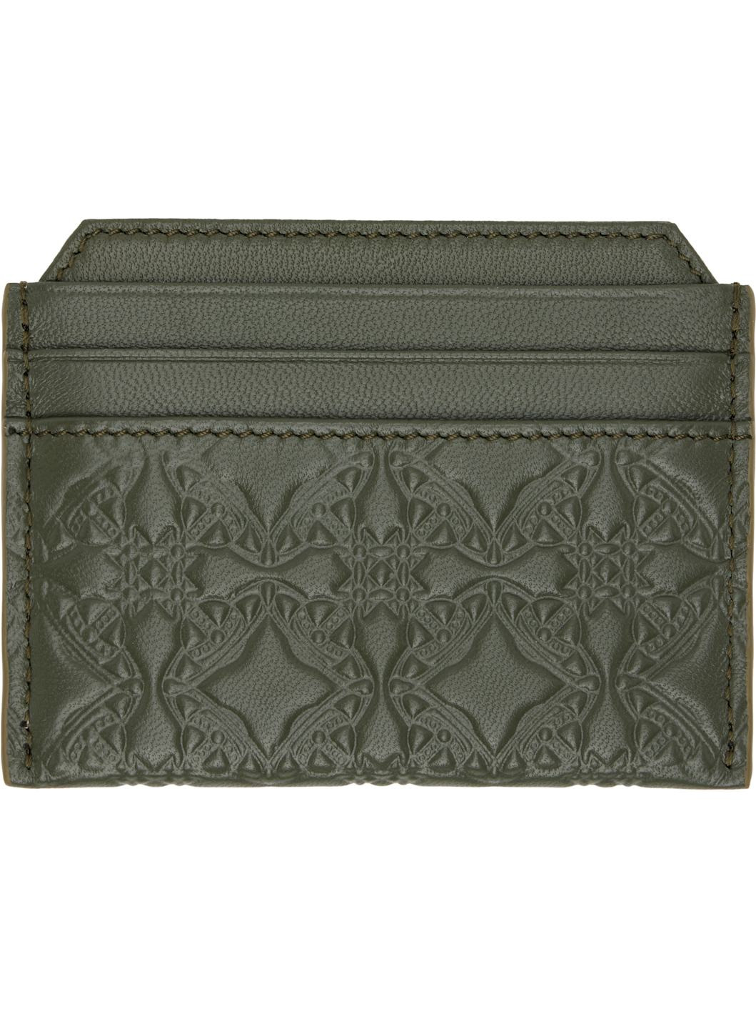 Green Embossed Nappa Slim Card Holder - 2