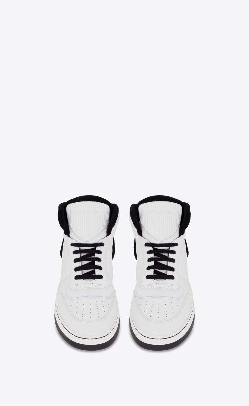 SAINT LAURENT sl/80 mid-top sneakers in smooth and grained leather outlook