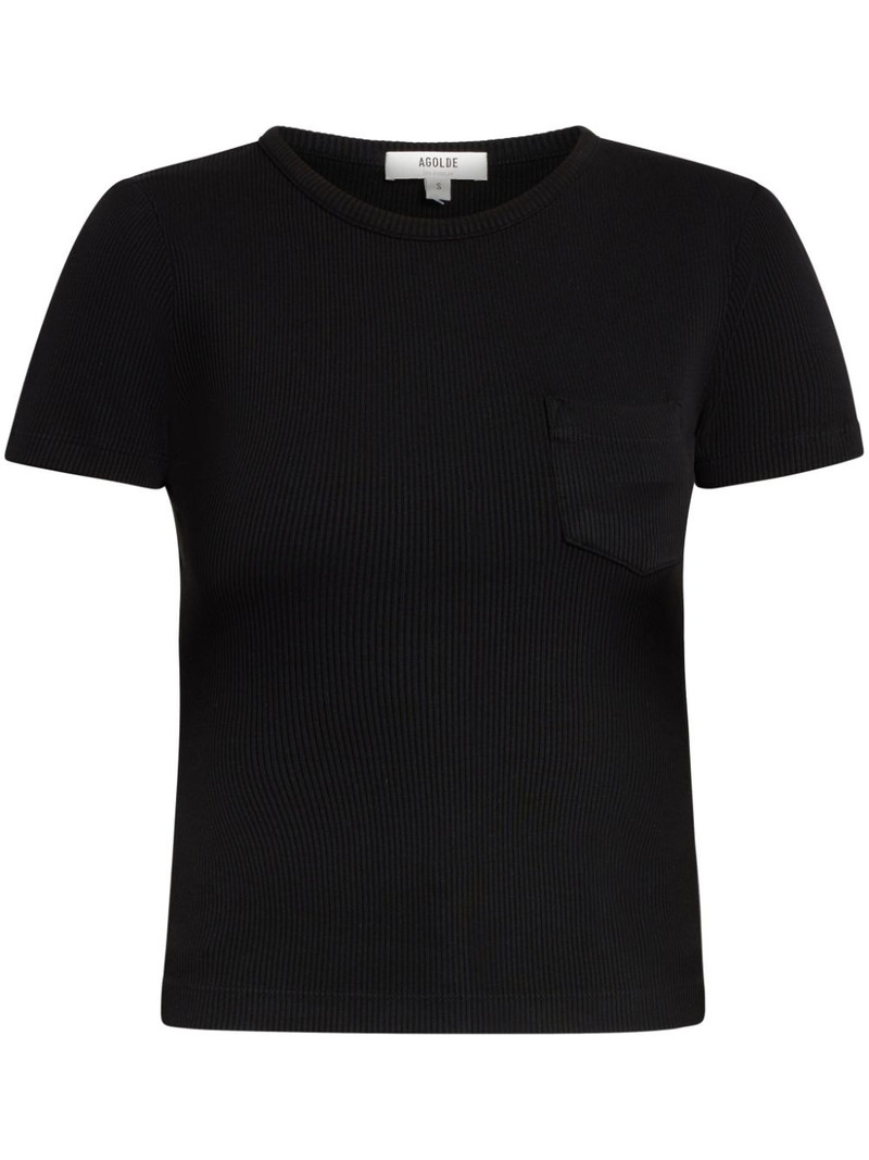 ribbed organic cotton-blend T-shirt 1