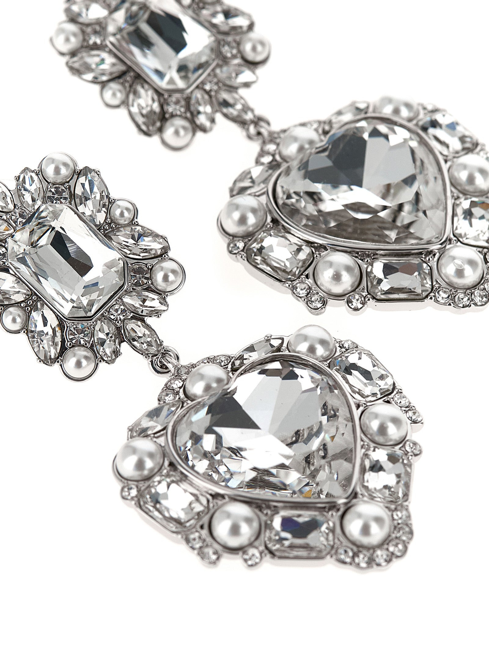 Self Portrait Women 'Crystal Pearl Tiered Heart' Earrings - 3