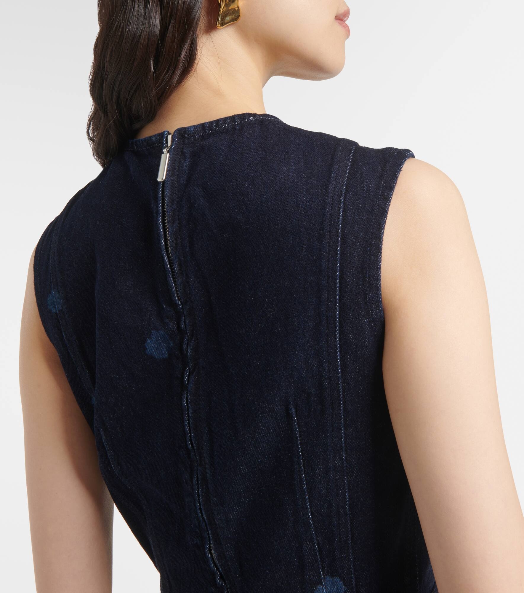 Floral denim midi dress - 6