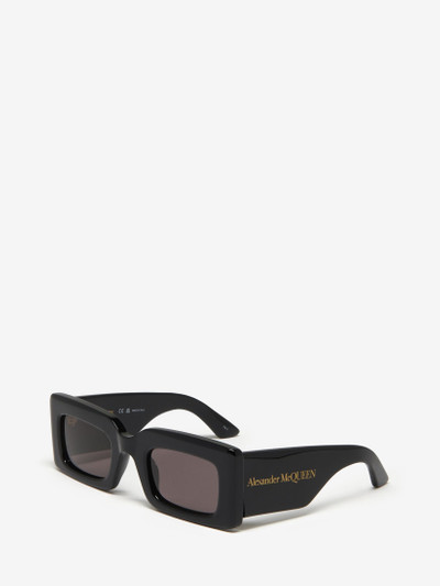 Alexander McQueen Women's Bold Rectangular Sunglasses in Black/smoke outlook