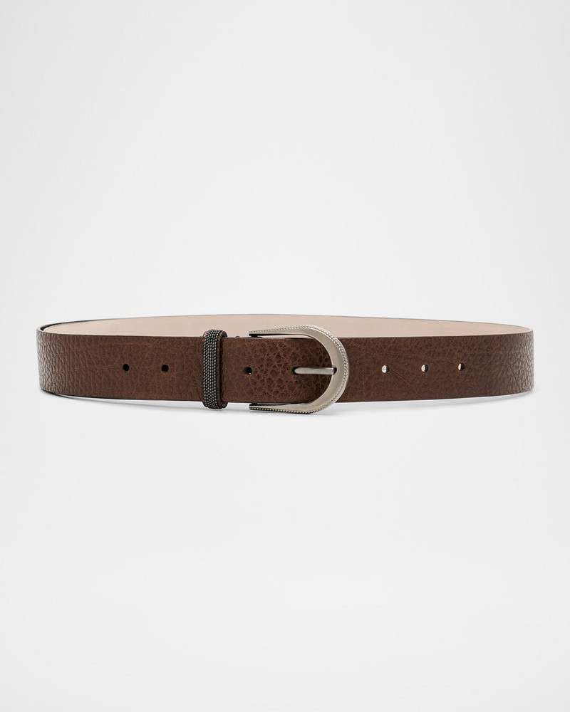 Calf Leather Belt W/ Brass Buckle 1