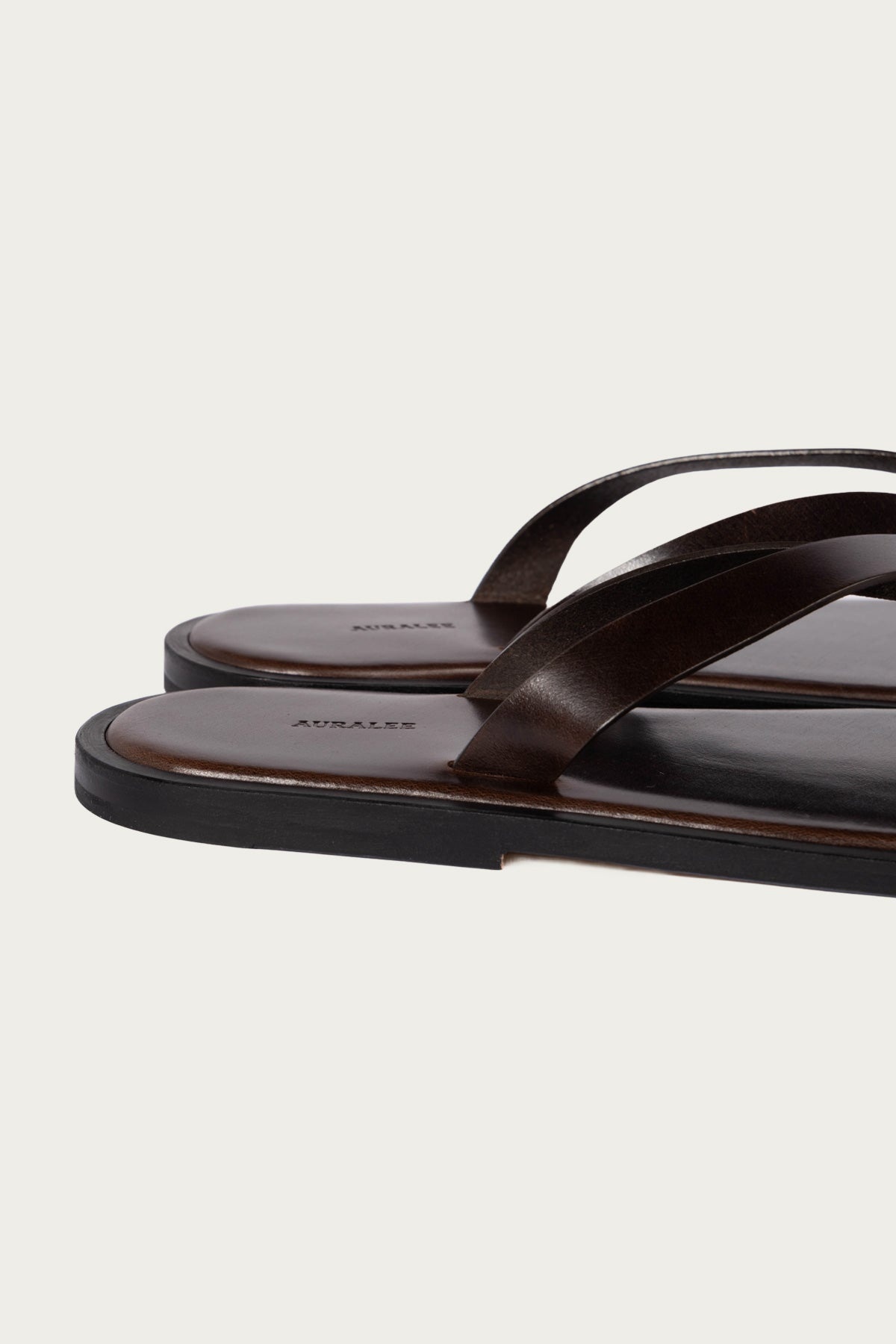 Leather Tong Sandals - Brown - 3