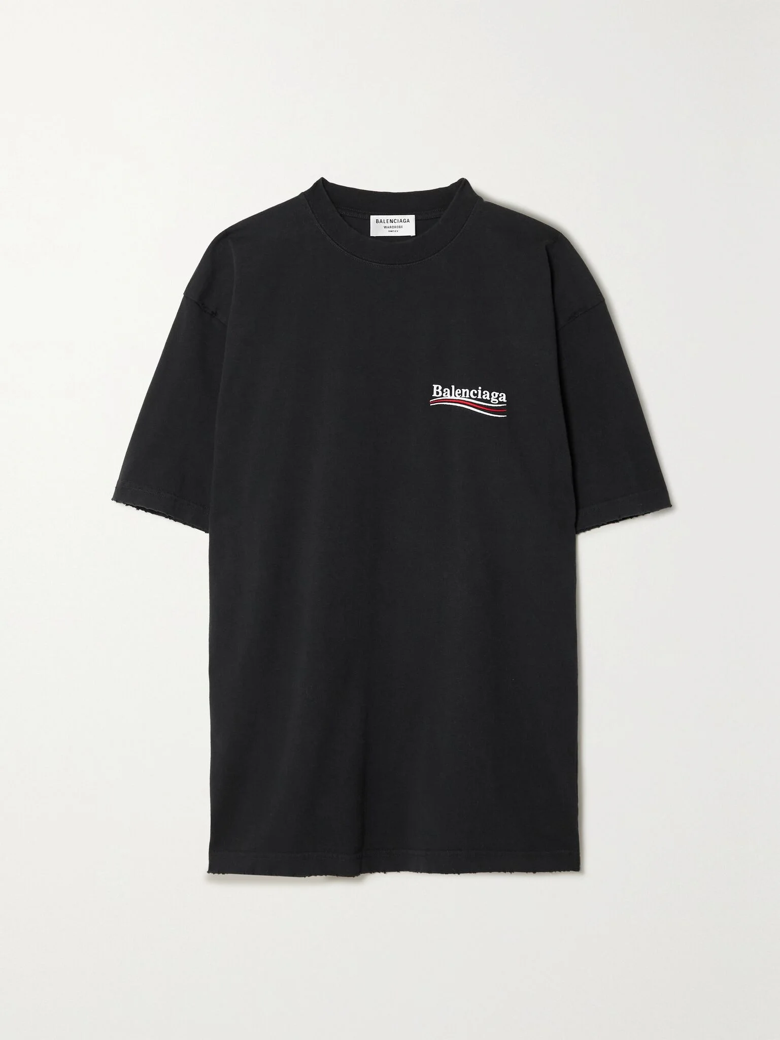 Oversized embroidered cotton-jersey T-shirt Black - 1