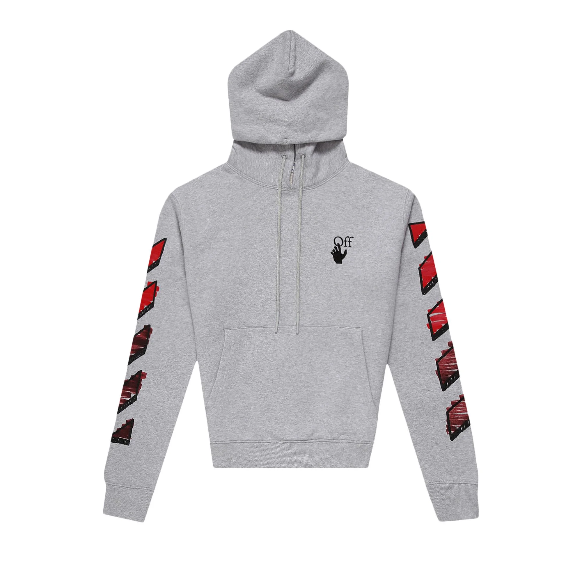 Off-White Marker Slim Hoodie 'Melange Grey/Red' - 1