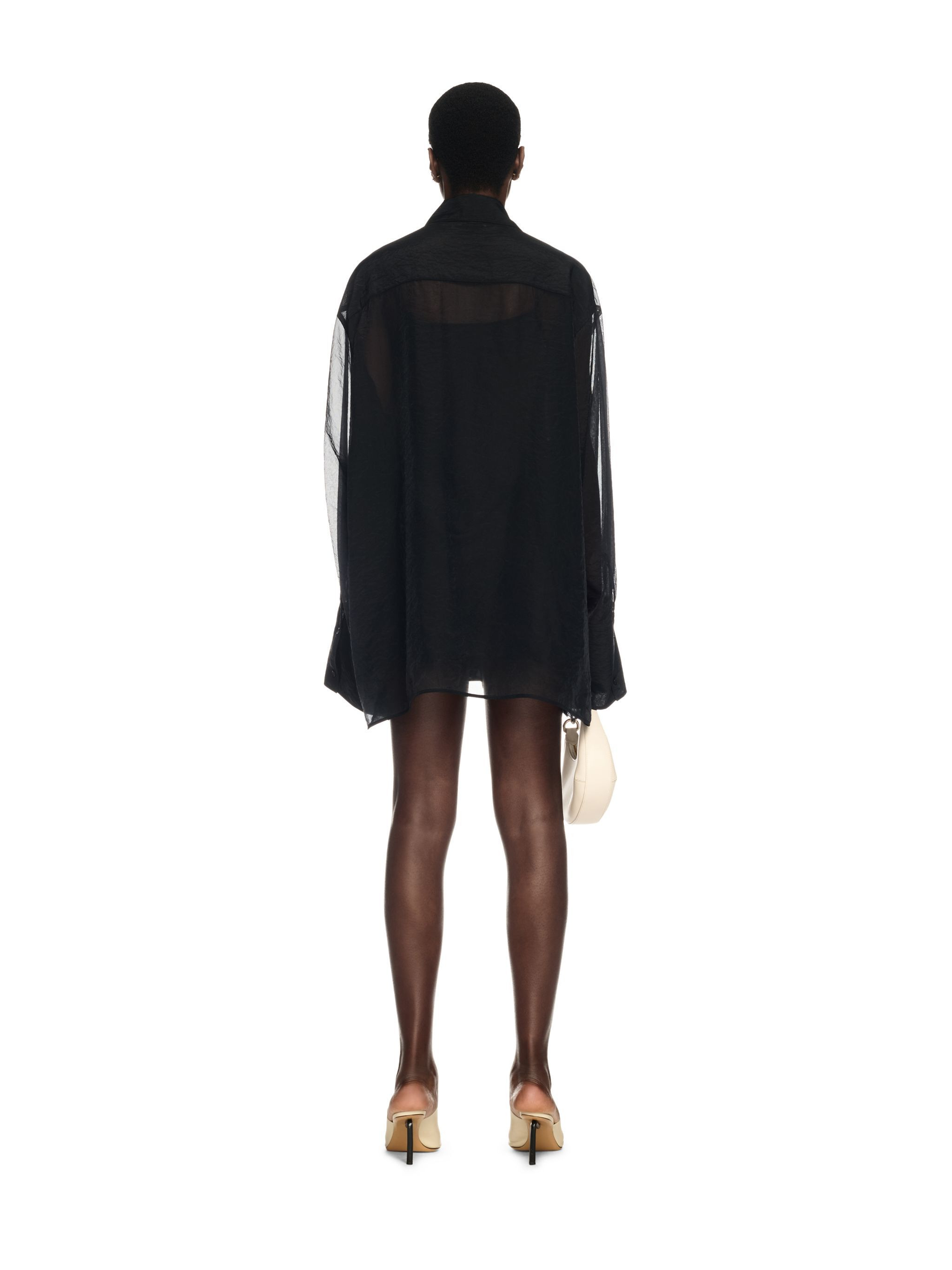 Black Organza Shirt Dress - 4