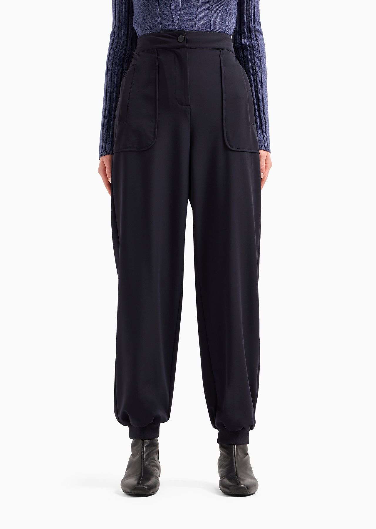 Shiny, stretch fabric cargo trousers - 2