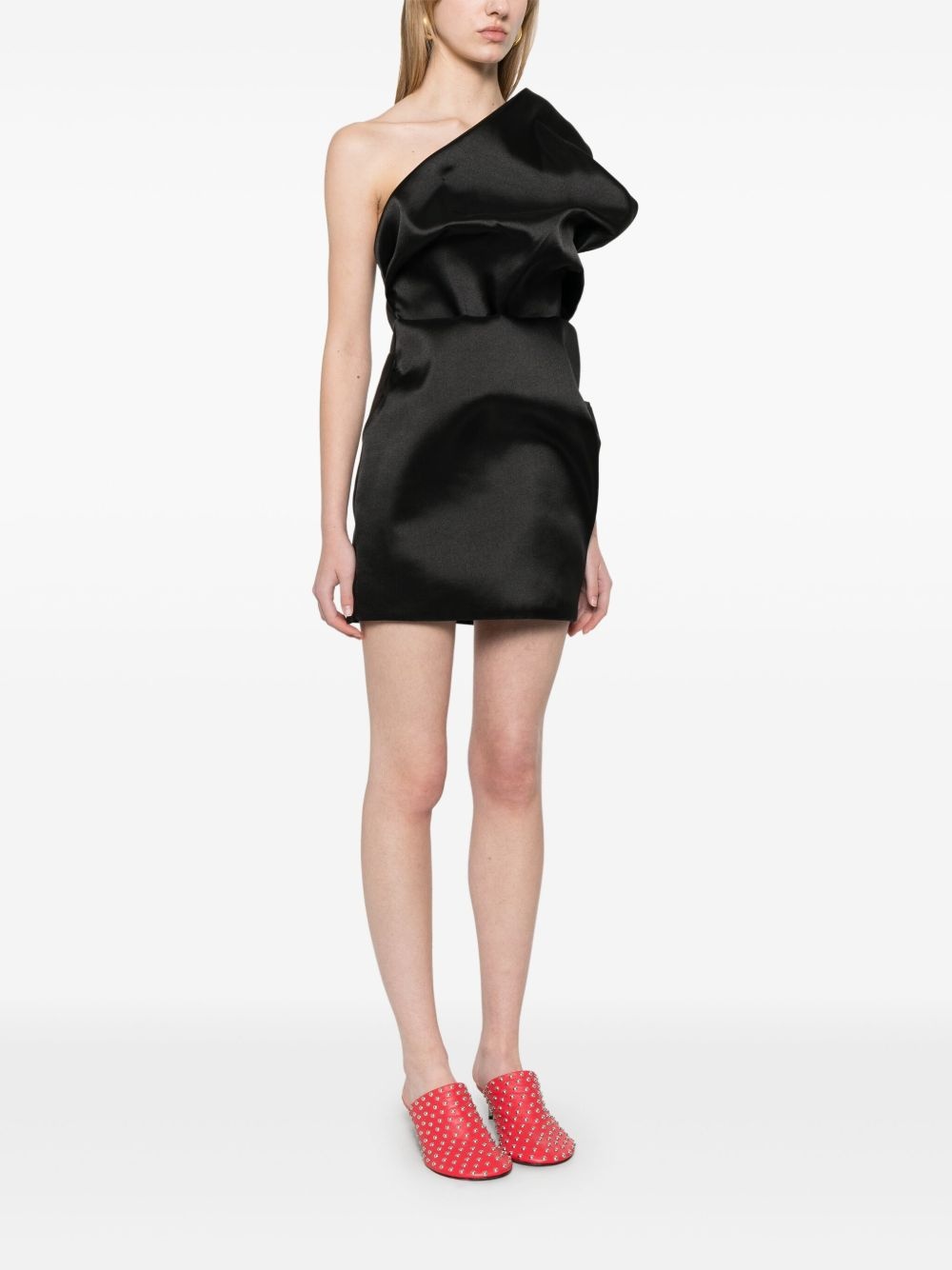satin draped mini dress - 3