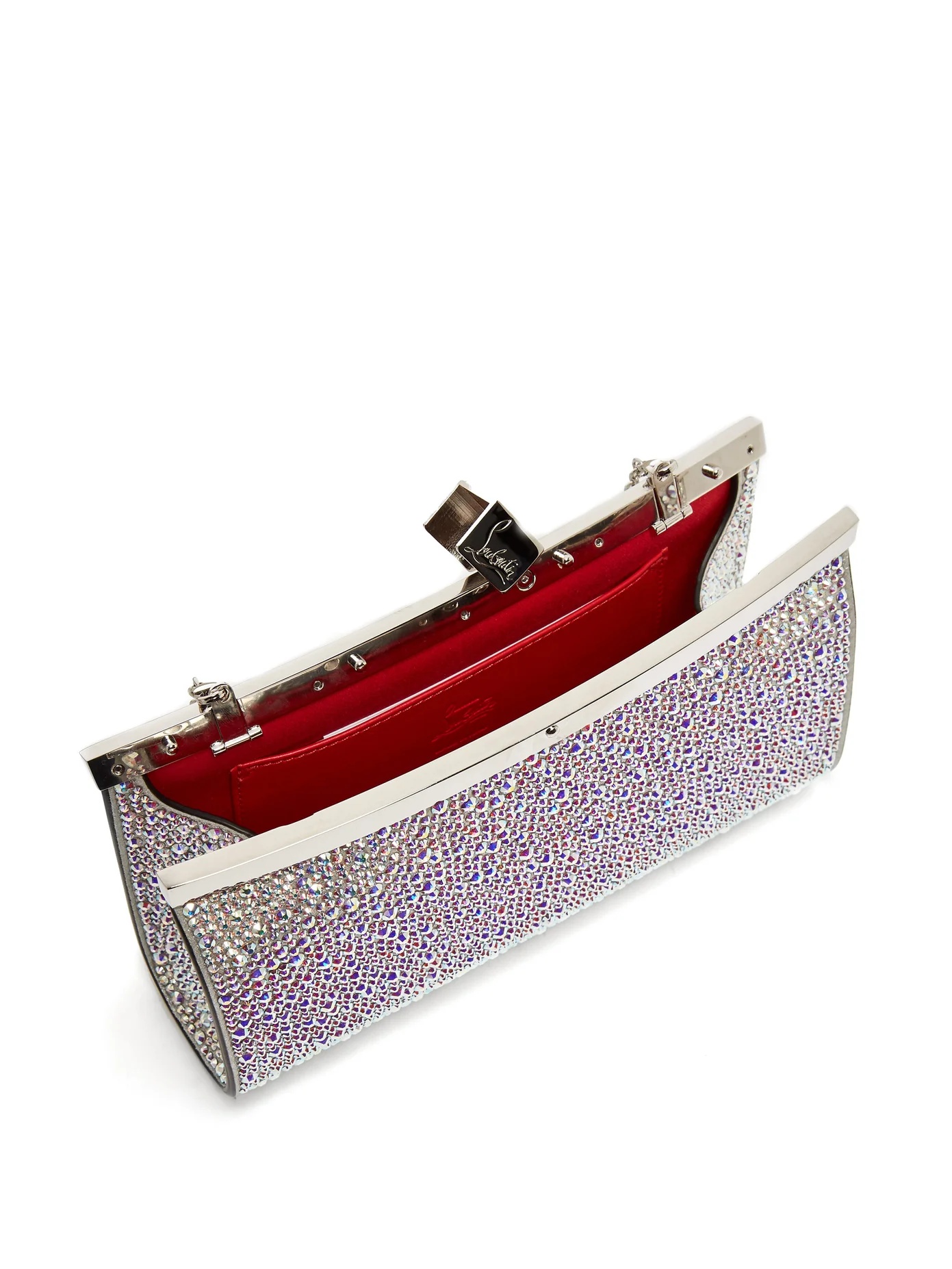 Palmette crystal-embellished suede clutch - 4