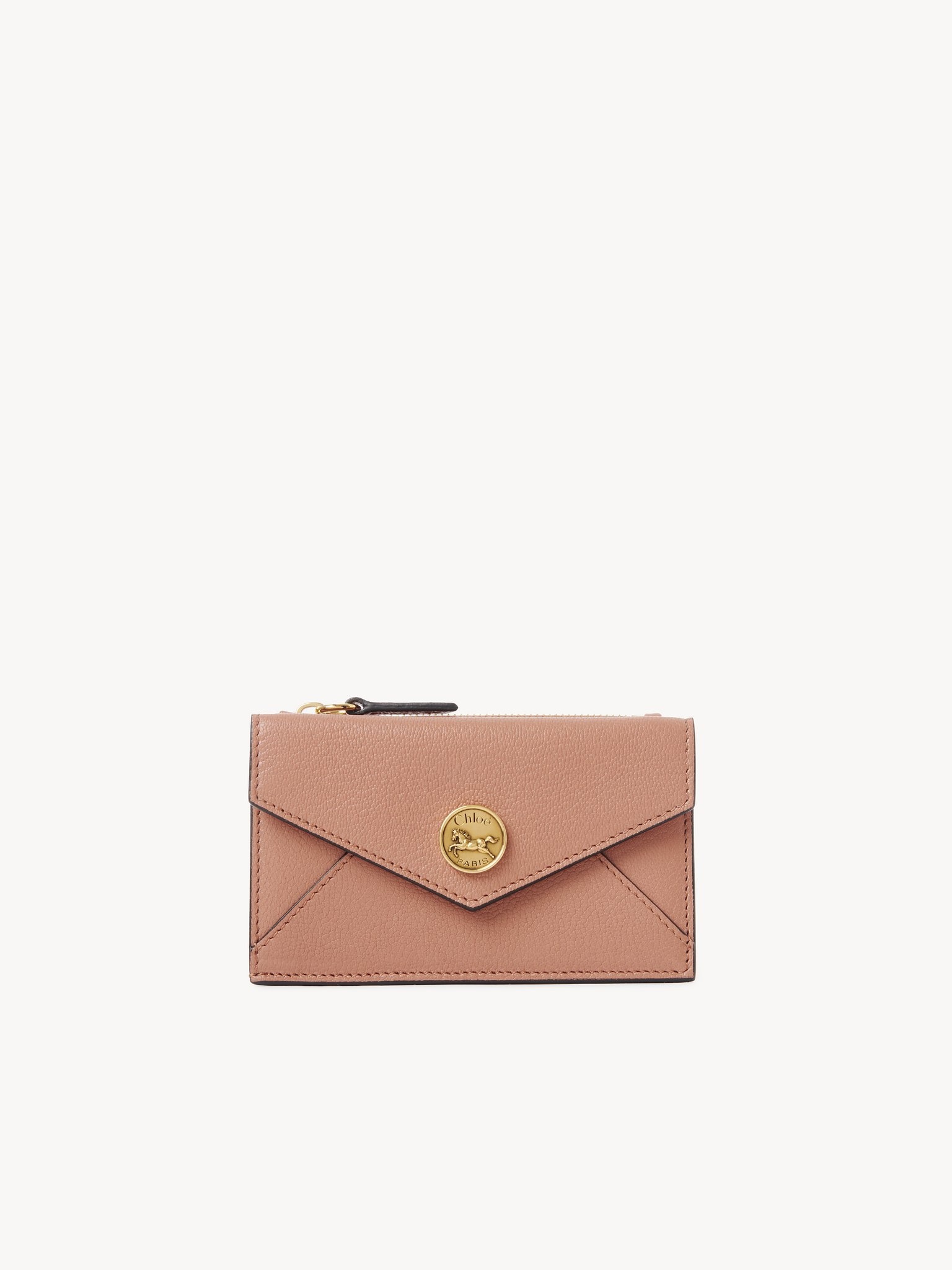 SMALL ENVELOPE PURSE WITH CARD SLOTS IN GRAINED LEATHER - 1