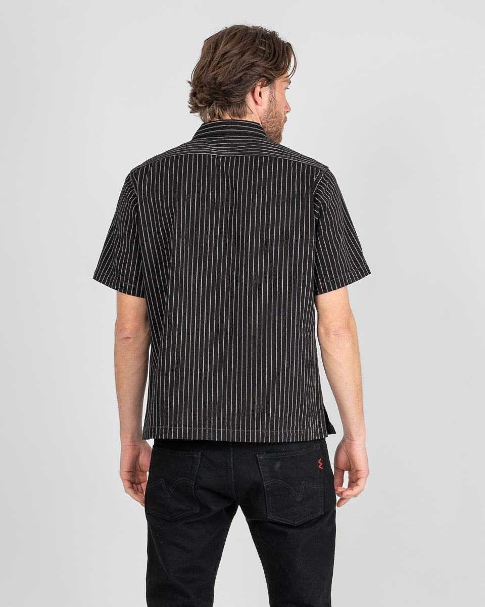 IHSH-416-BLK 10oz Wabash Short Sleeved Mechanic Shirt - Black - 12