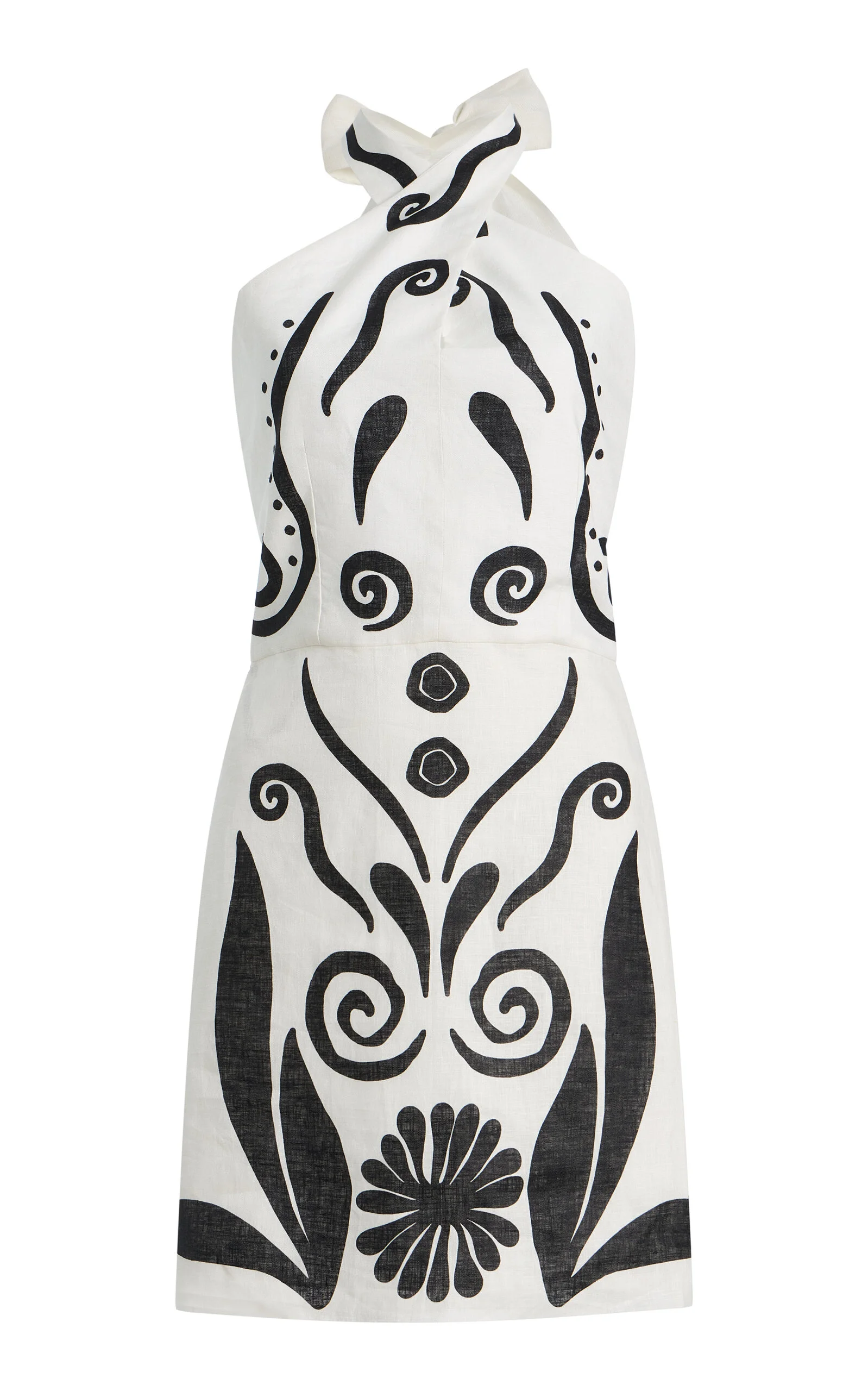 Exclusive Veneta Linen Mini Dress black/white - 1
