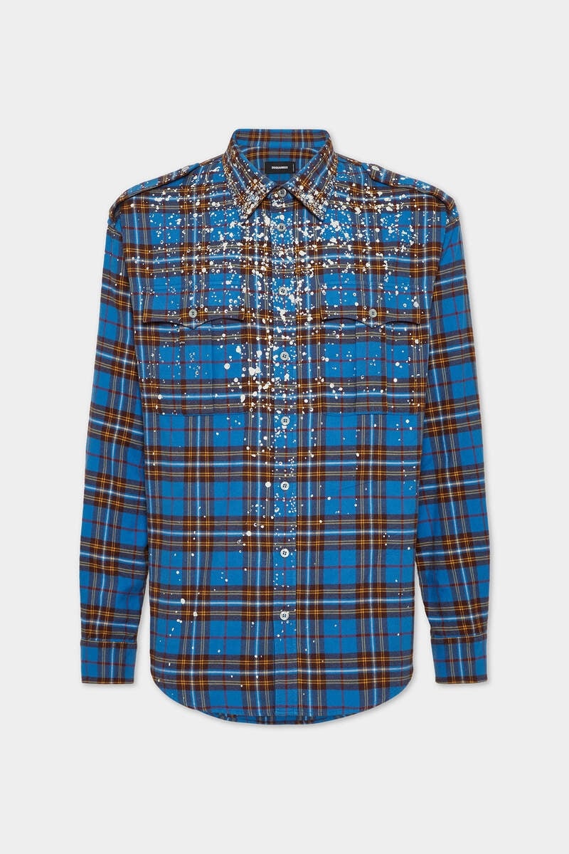 SPARKLING CHECK FLANEL MILITAY SHIRT - 1