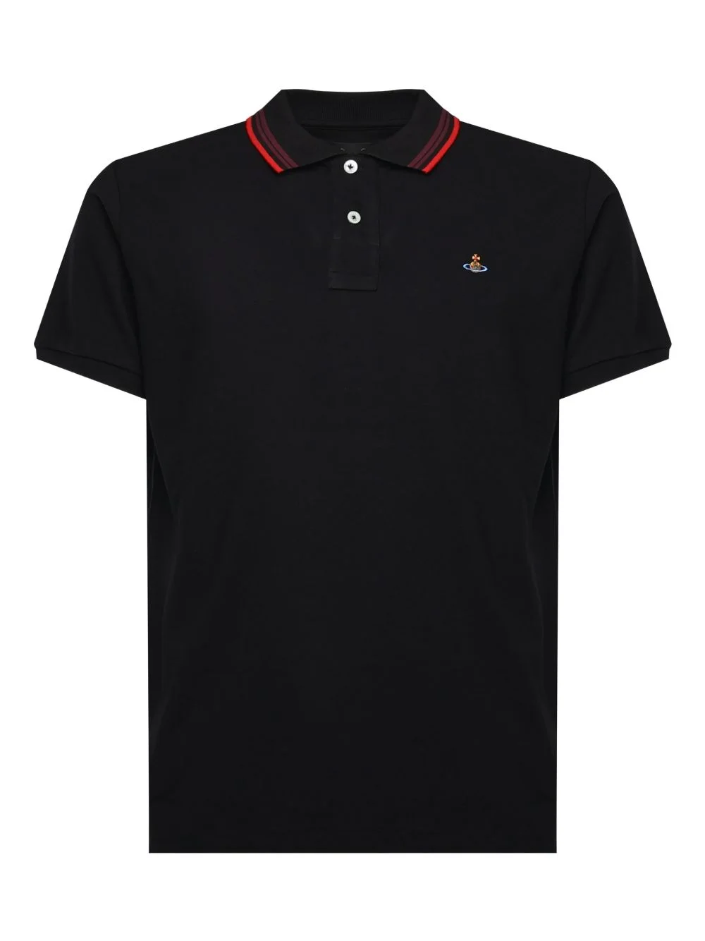 striped-collar polo shirt - 1
