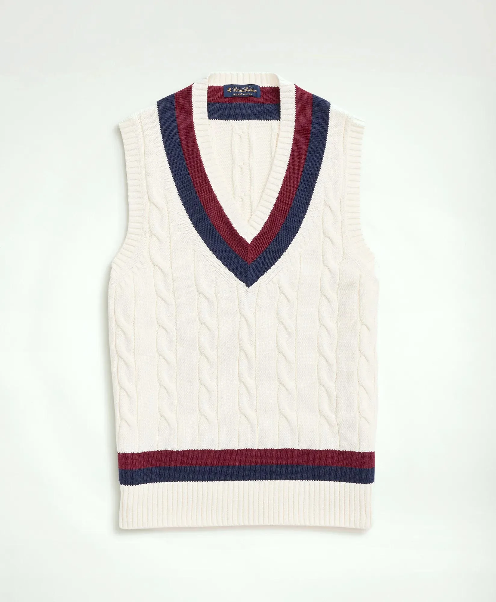 Vintage-Inspired Tennis V-Neck Vest in Supima® Cotton - 1