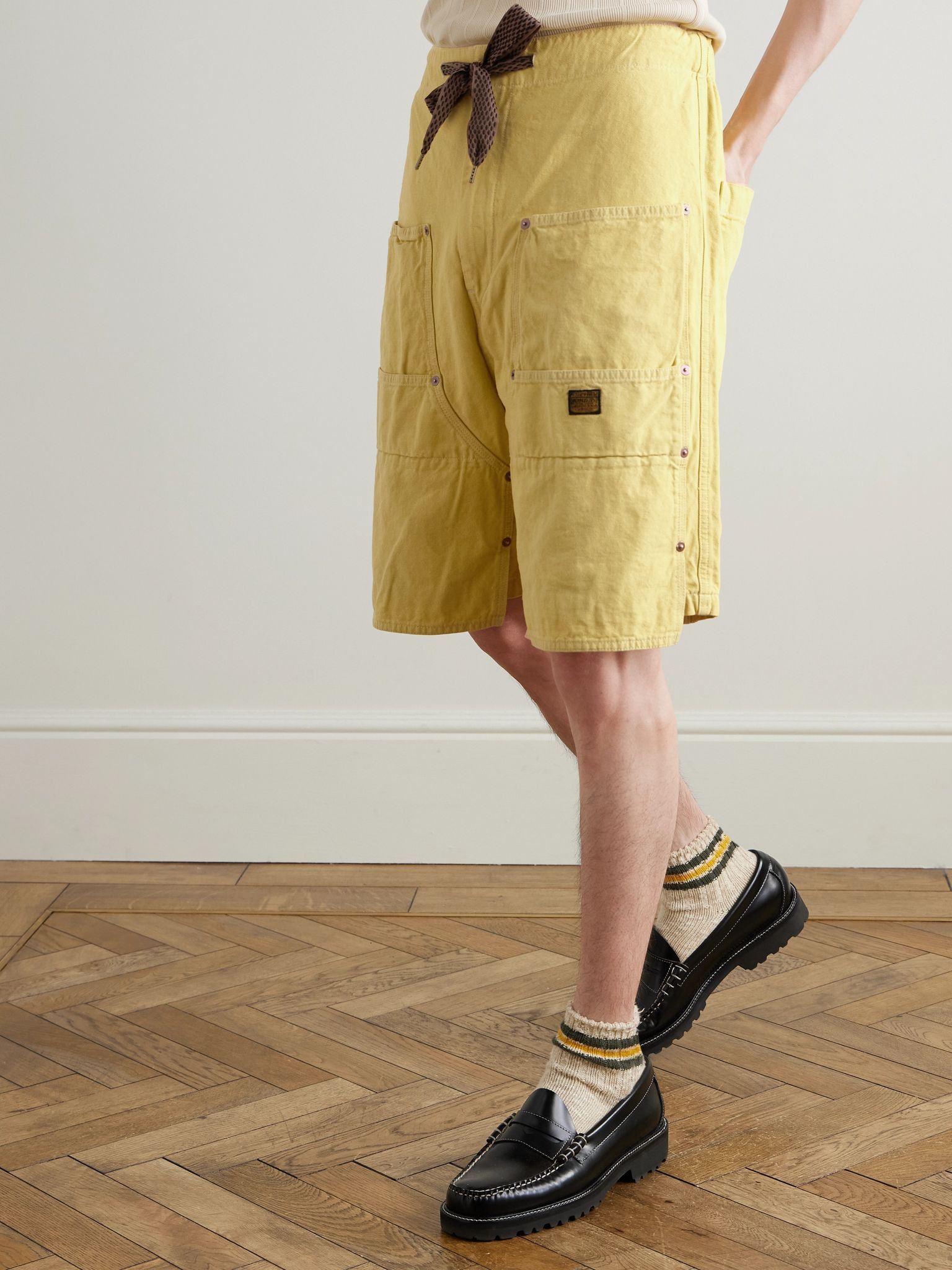 Easy Straight-Leg Cotton-Twill Drawstring Shorts Yellow - 3