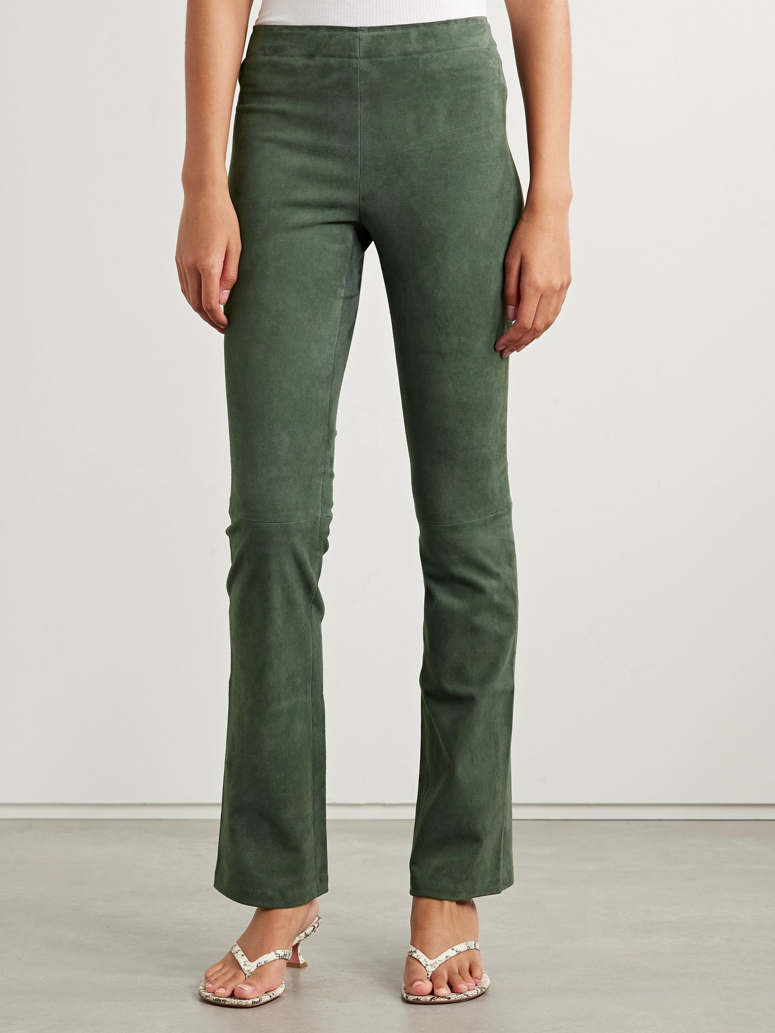 JP paneled suede flared pants Army green - 3