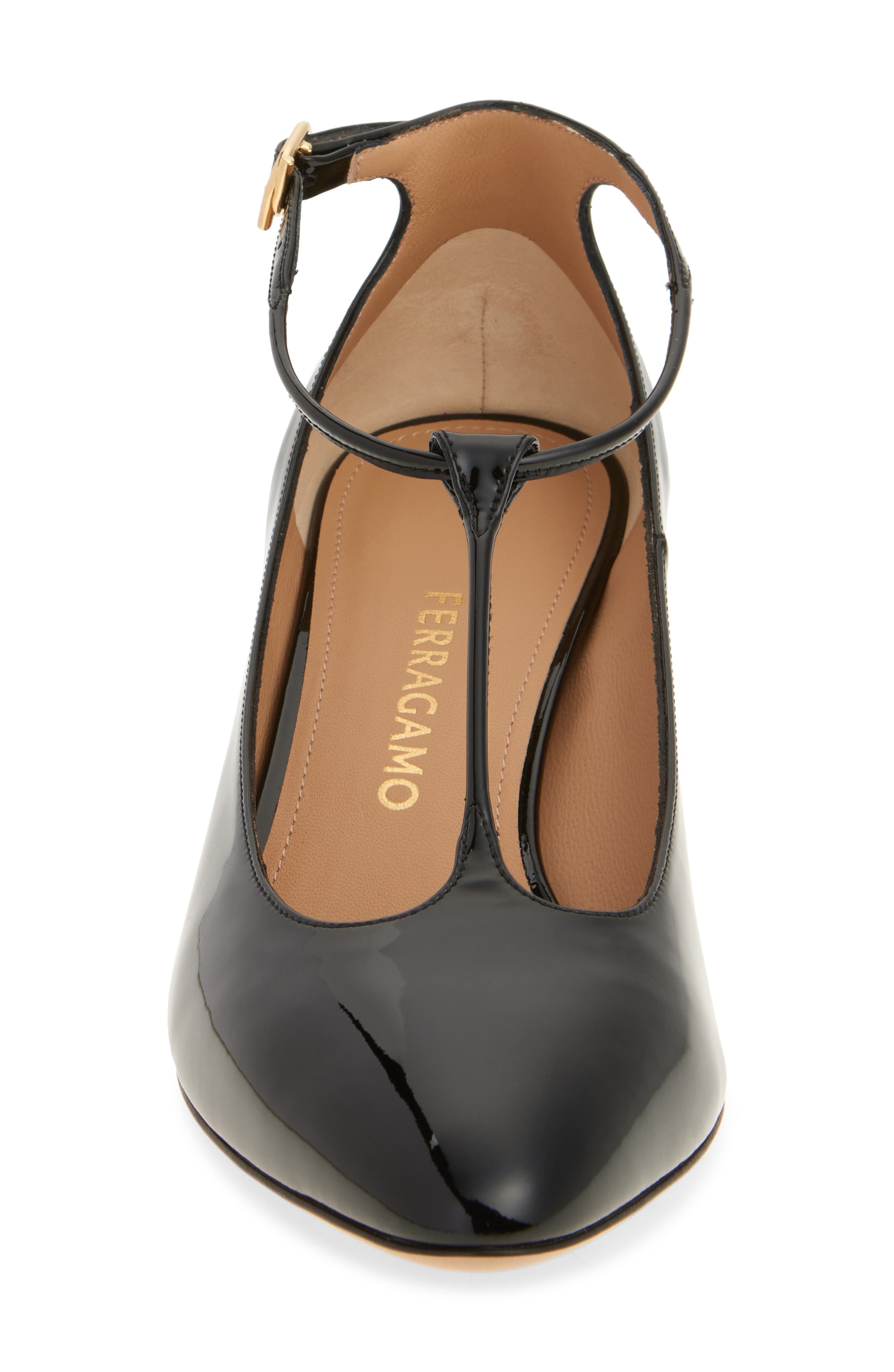 FERRAGAMO Tania T-Strap Pointed Toe Pump in Nero at Nordstrom - 4