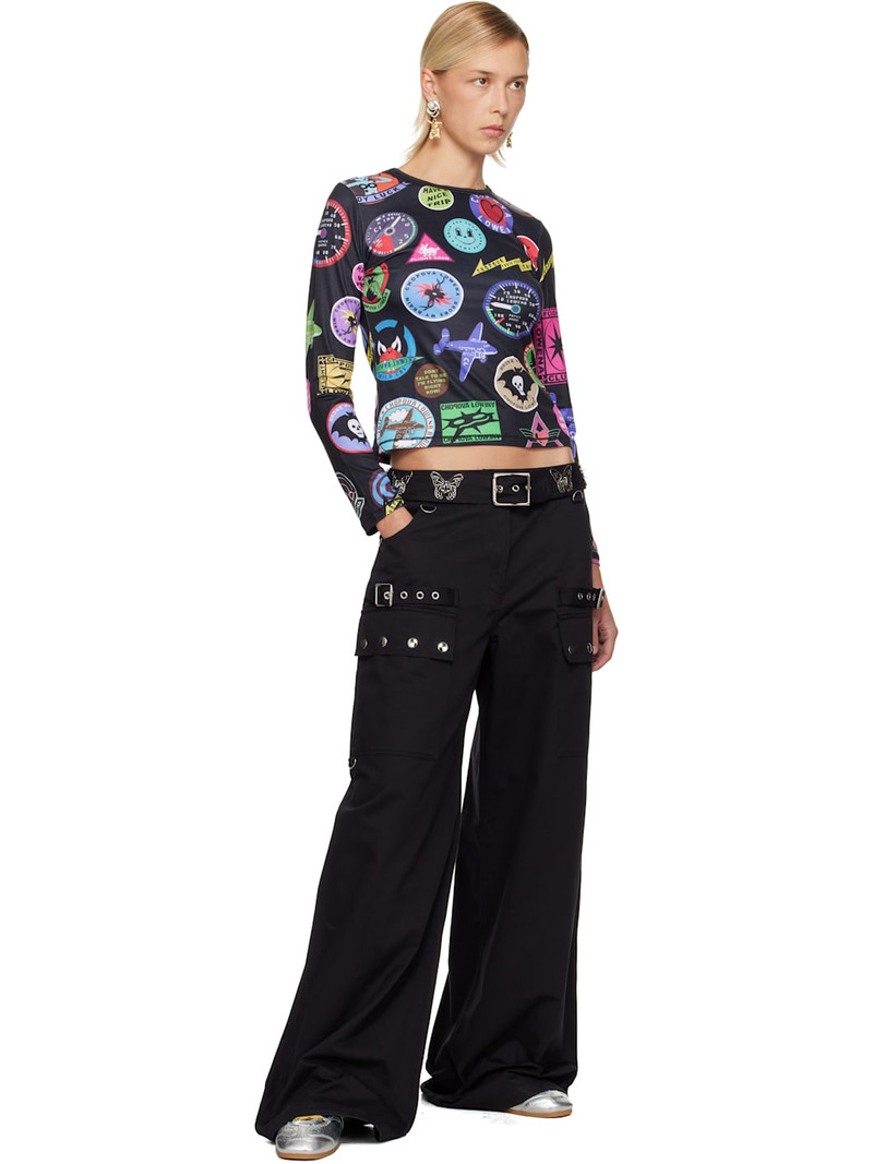 Chopova Lowena Black Patch Print Fitted Jersey T-shirt outlook