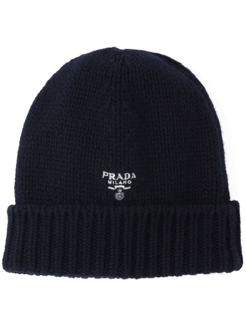 logo-embroidered cashmere beanie 1
