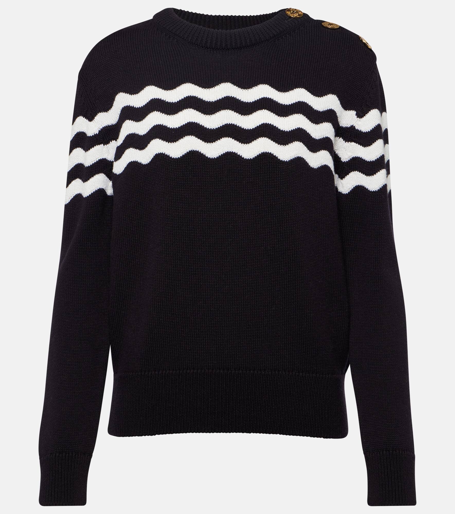 Striped cotton and wool sweater - 1