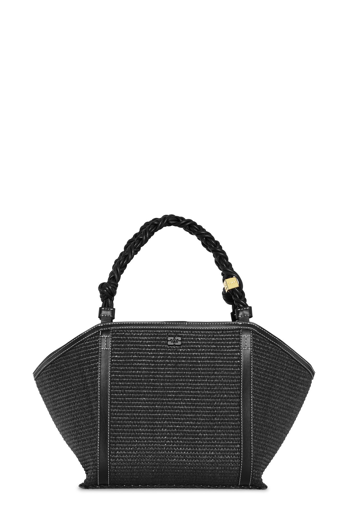 BLACK GANNI BOU MEDIUM TOTE RAFFIA BAG - 1