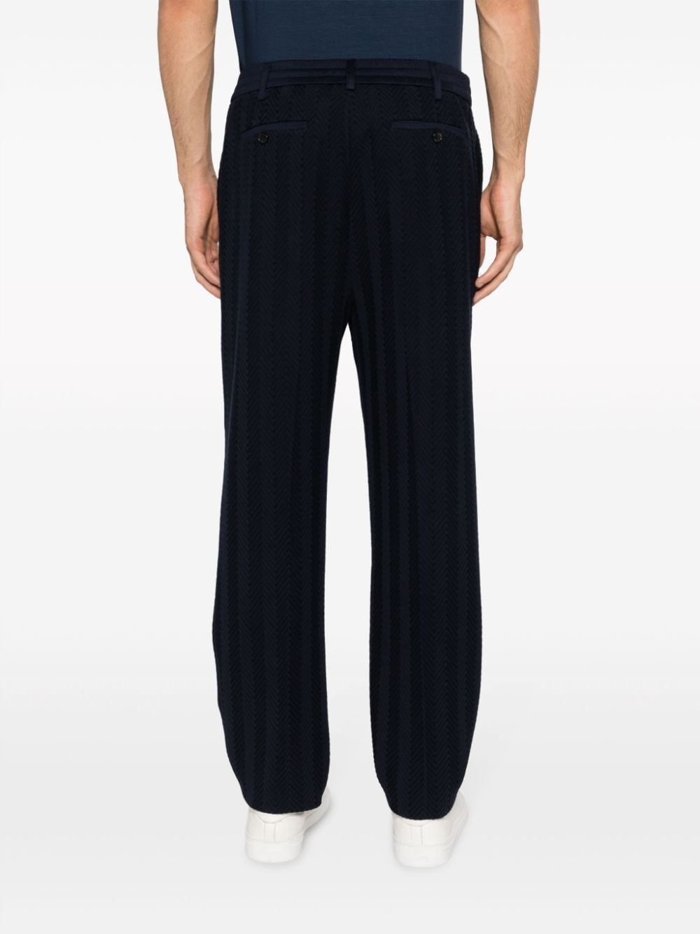 chevron-knit straight-leg trousers - 4
