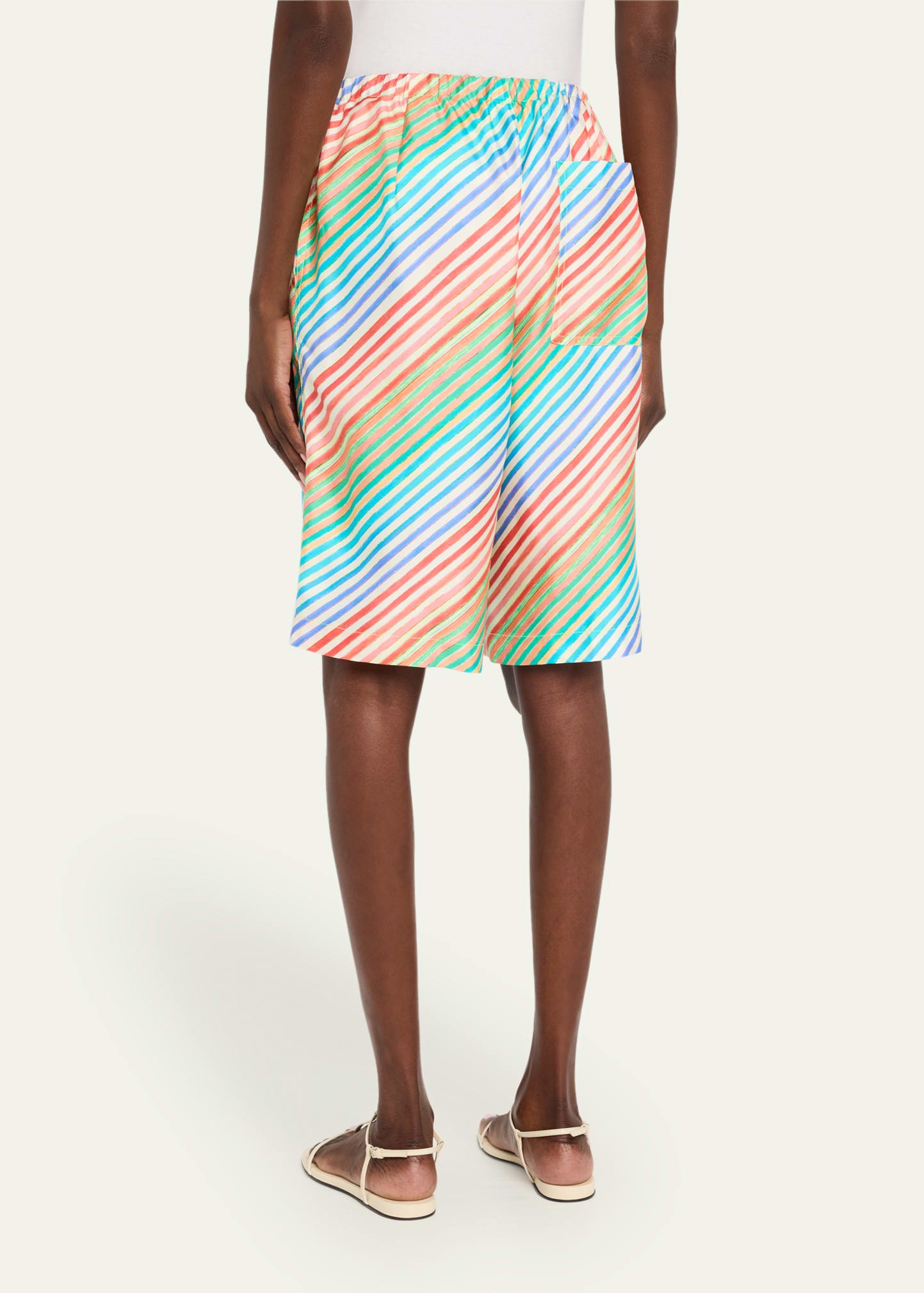 Crayon Stripe Silk Bias Shorts - 3