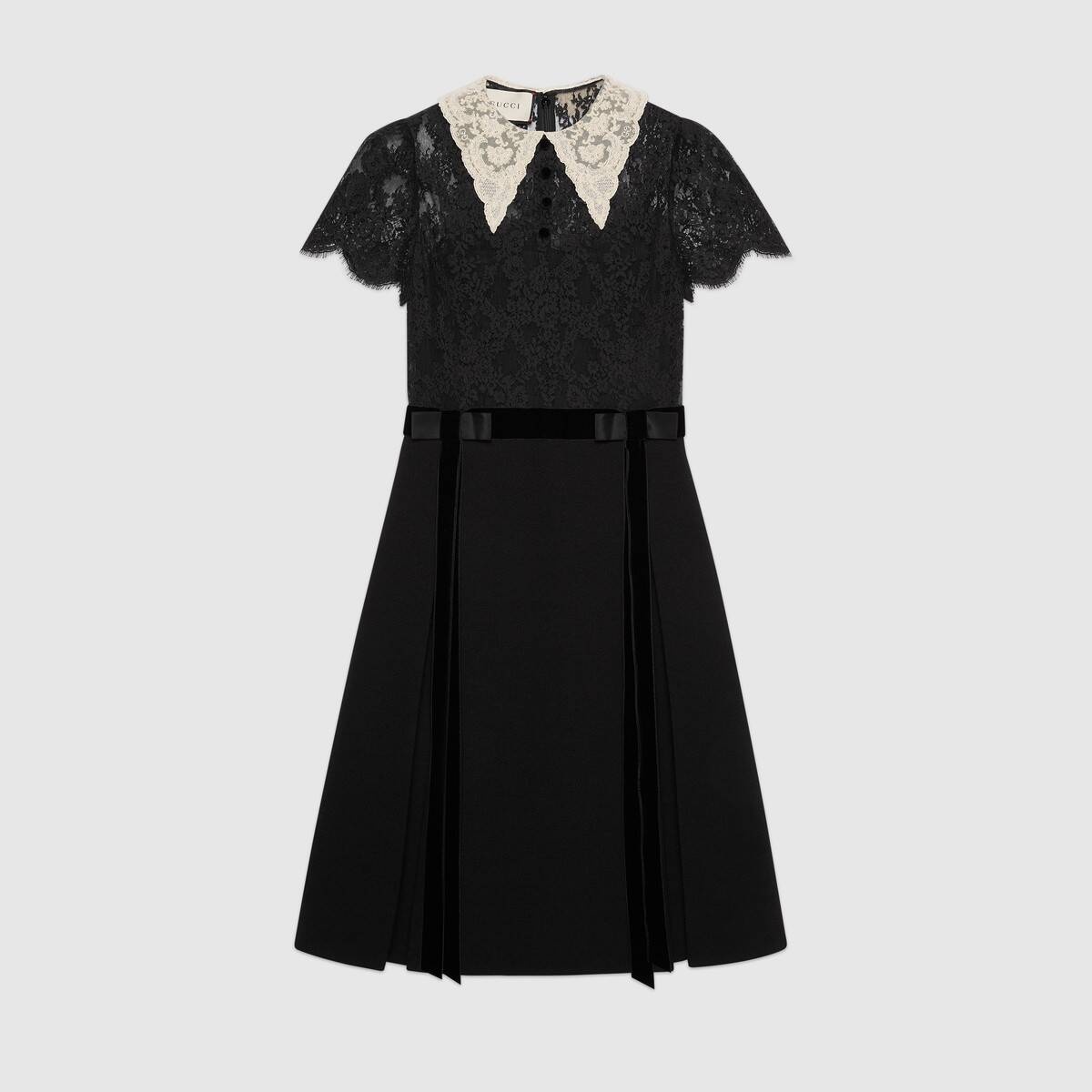 Lace and wool collared dress - 1