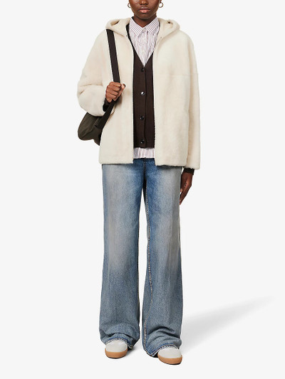 Yves Salomon Brushed-texture relaxed-fit shearling hooded jacket outlook