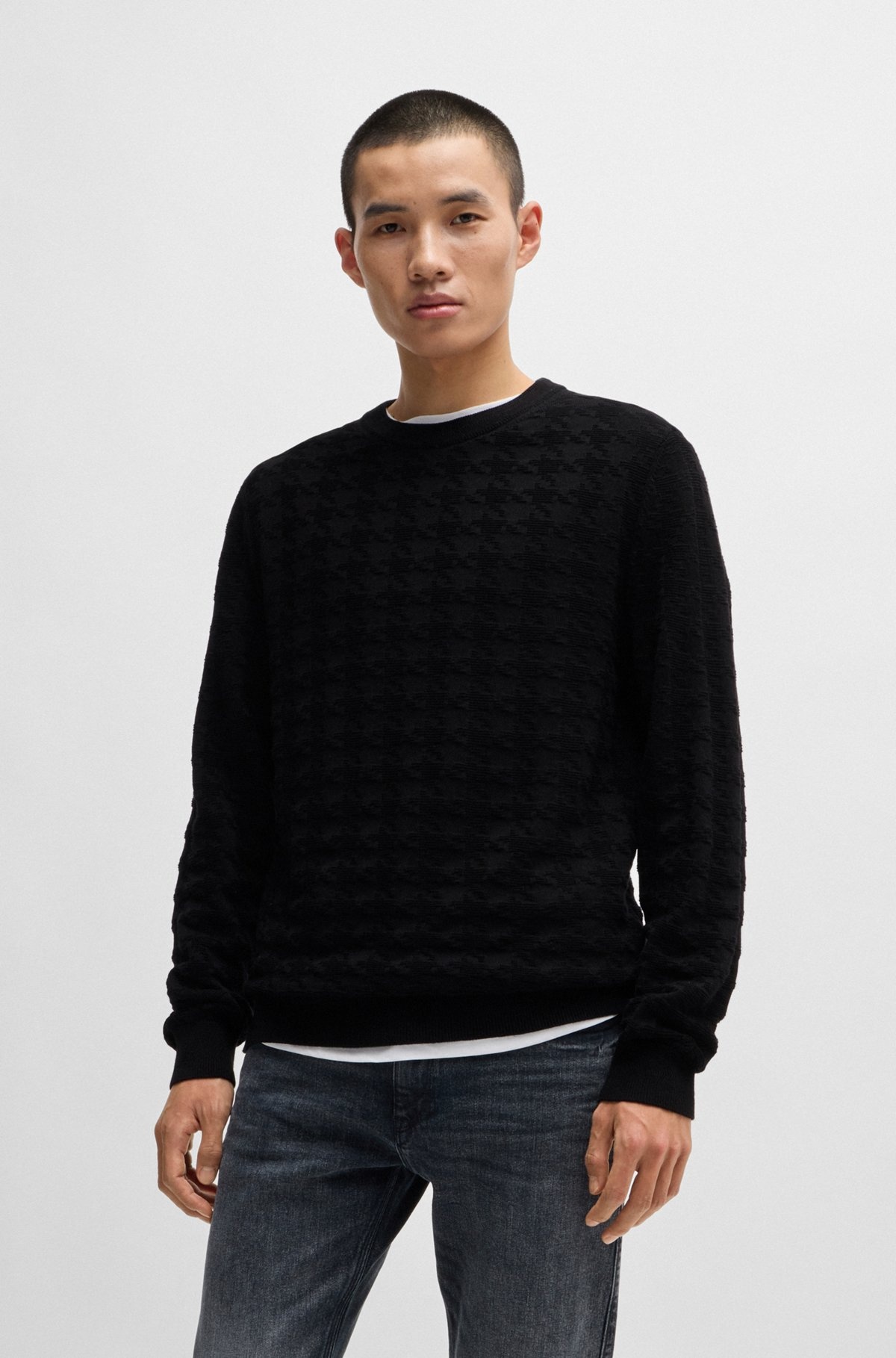 HOUNDSTOOTH CHECK SWEATER IN COTTON - 2
