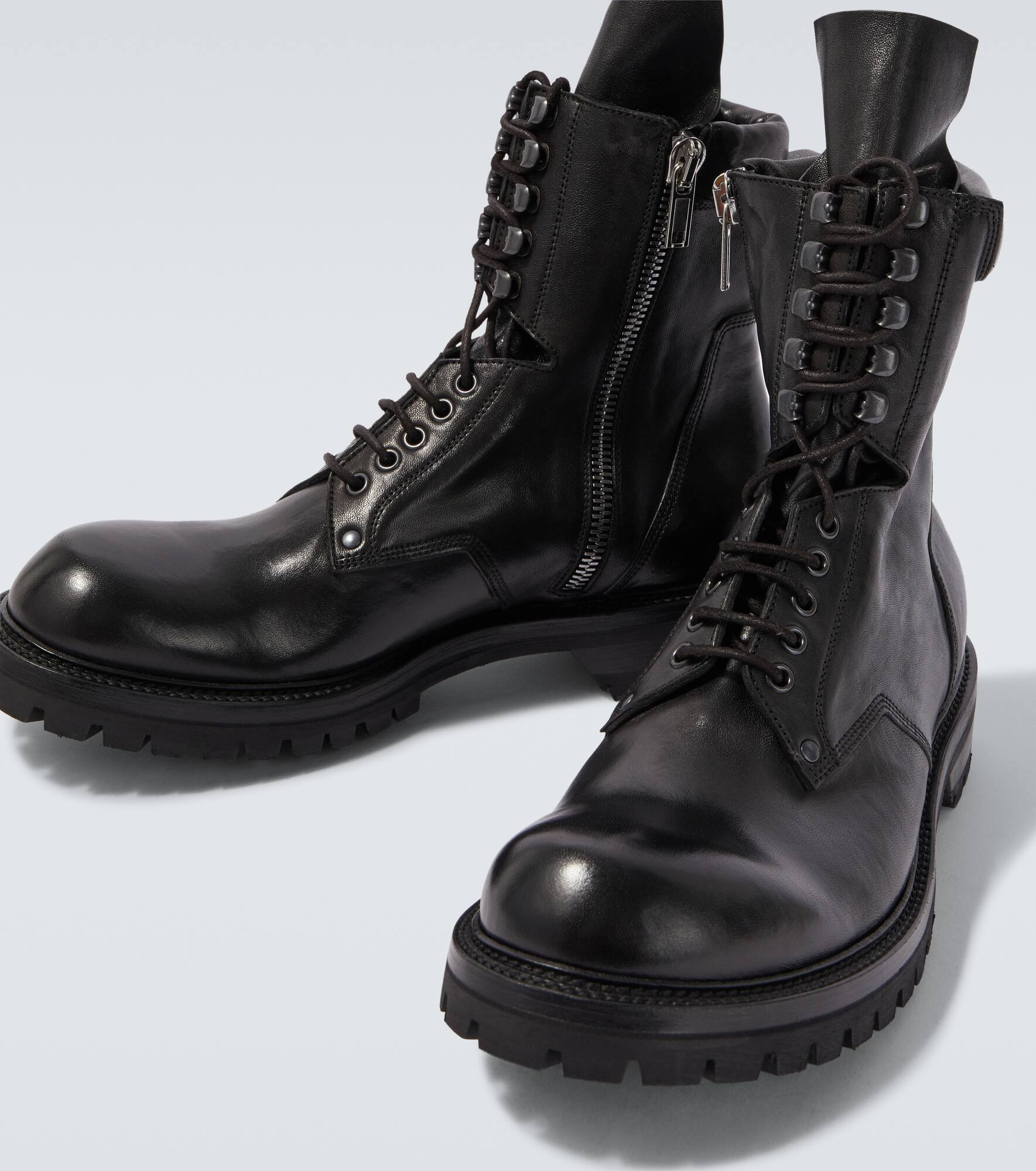 Leather combat boots - 3
